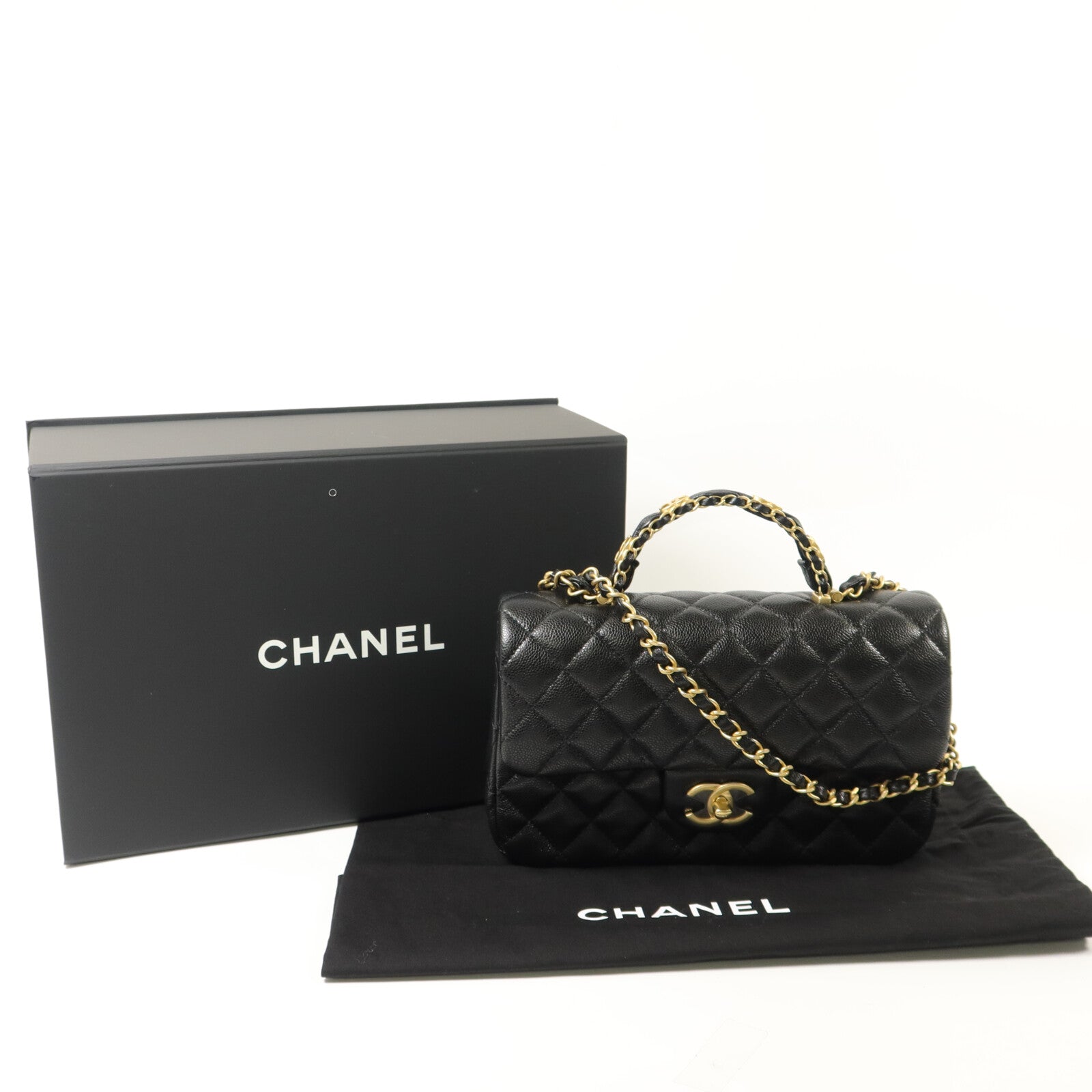 CHANEL 牛皮皮革Small Flap Bag With Top Handle鏈帶手挽肩背兩用袋