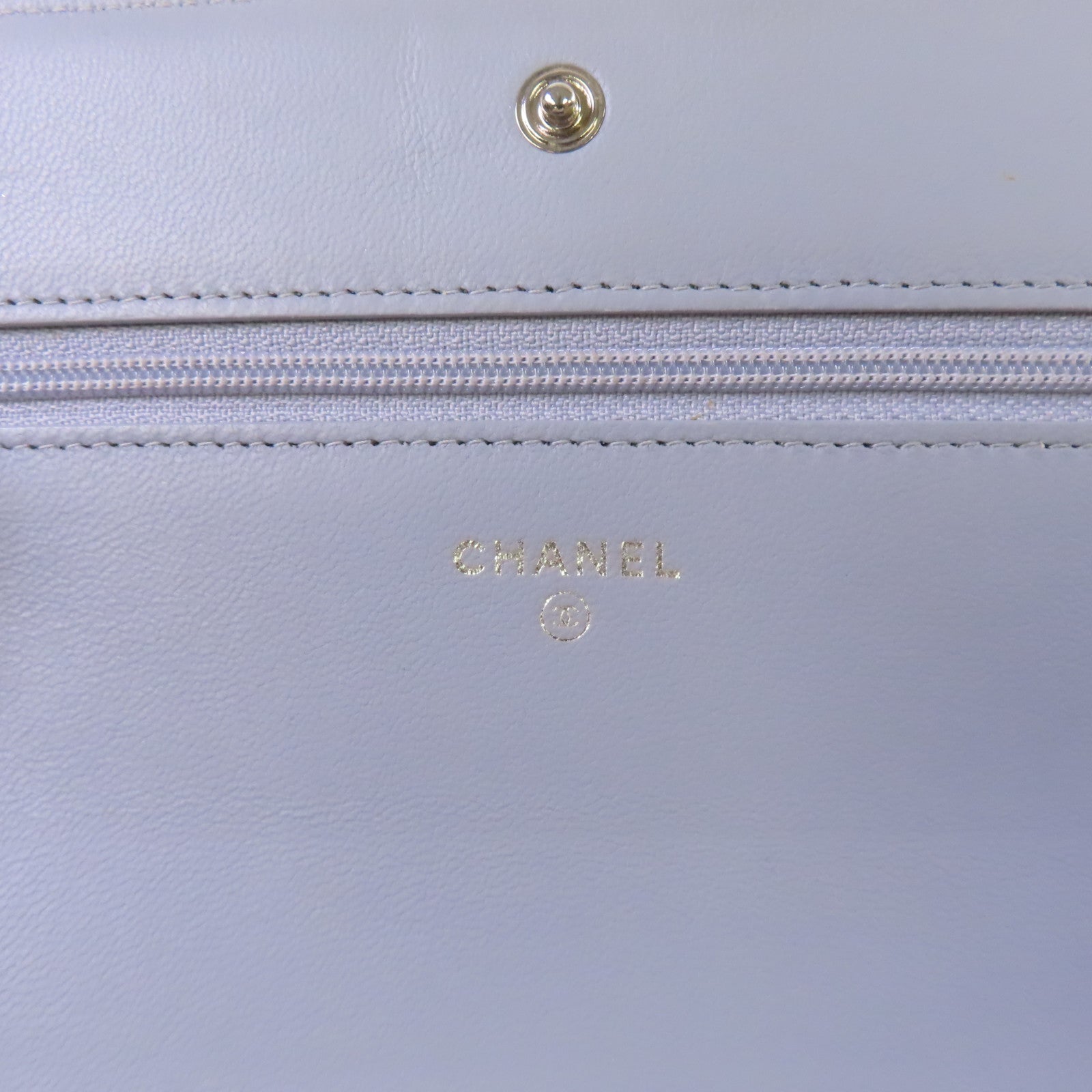 CHANEL 菱格帆布WOC Wallet On Chain Shoulder Bag銀扣鏈帶肩背袋寶藍色/粉紅色/灰色