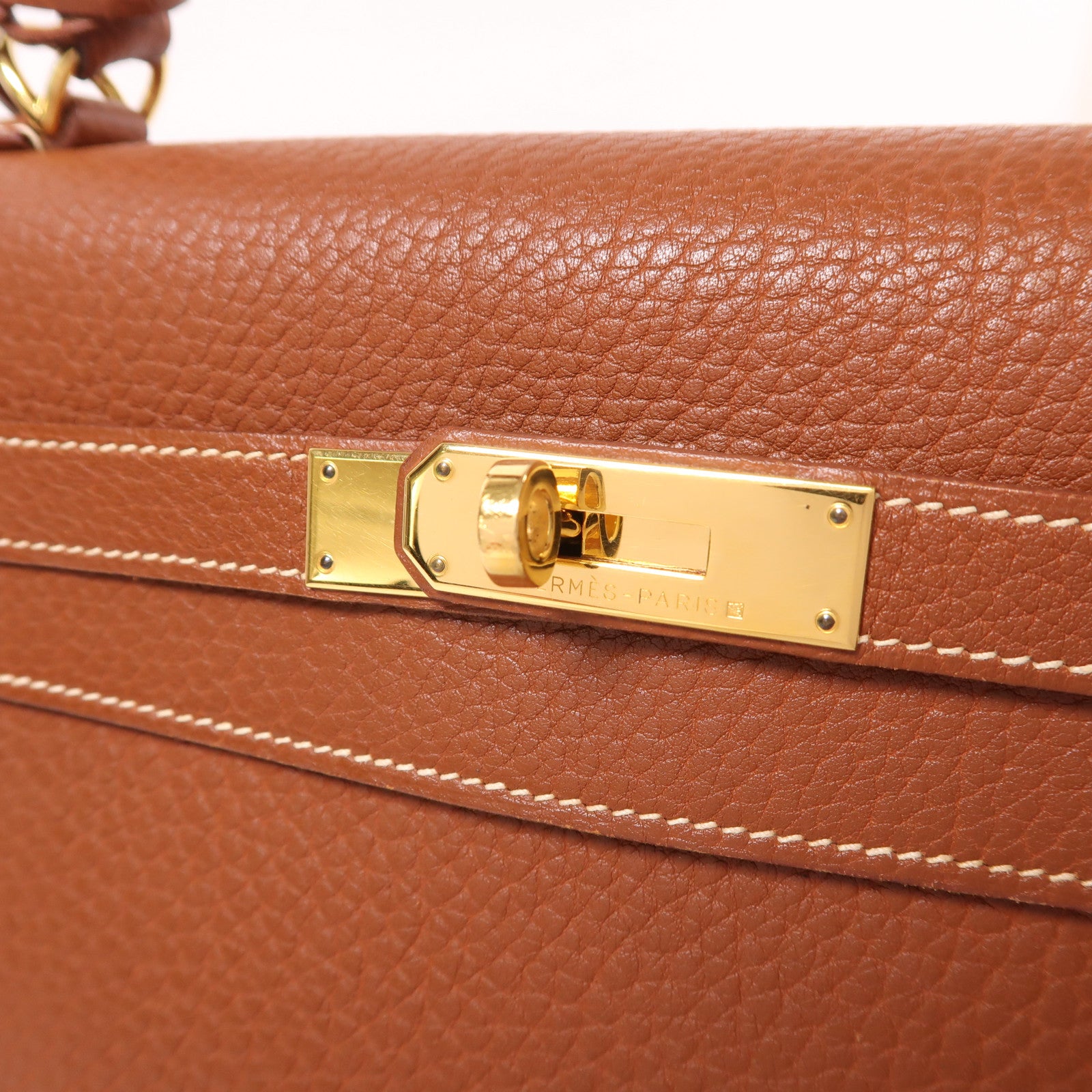 HERMES Fjord皮革Kelly 32金扣手挽肩背兩用袋