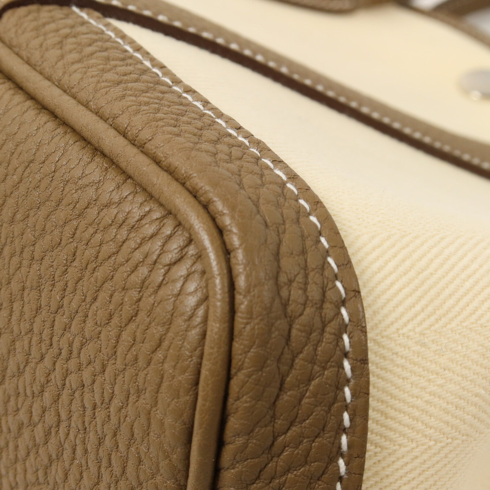 HERMES 帆布/Negonda皮革Garden Party TPM手挽袋Etoupe