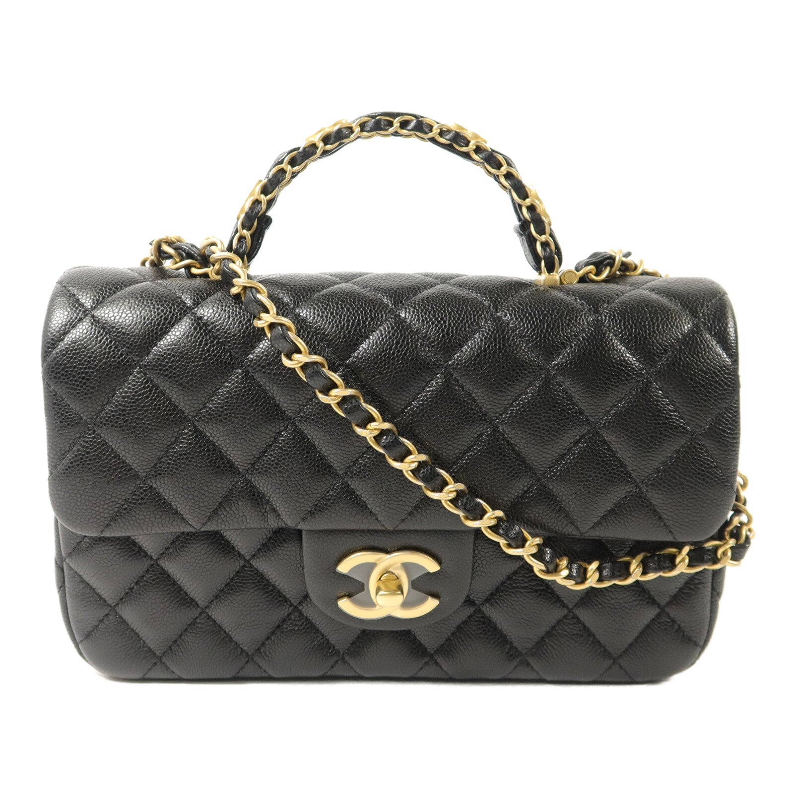 CHANEL 牛皮皮革Small Flap Bag With Top Handle鏈帶手挽肩背兩用袋