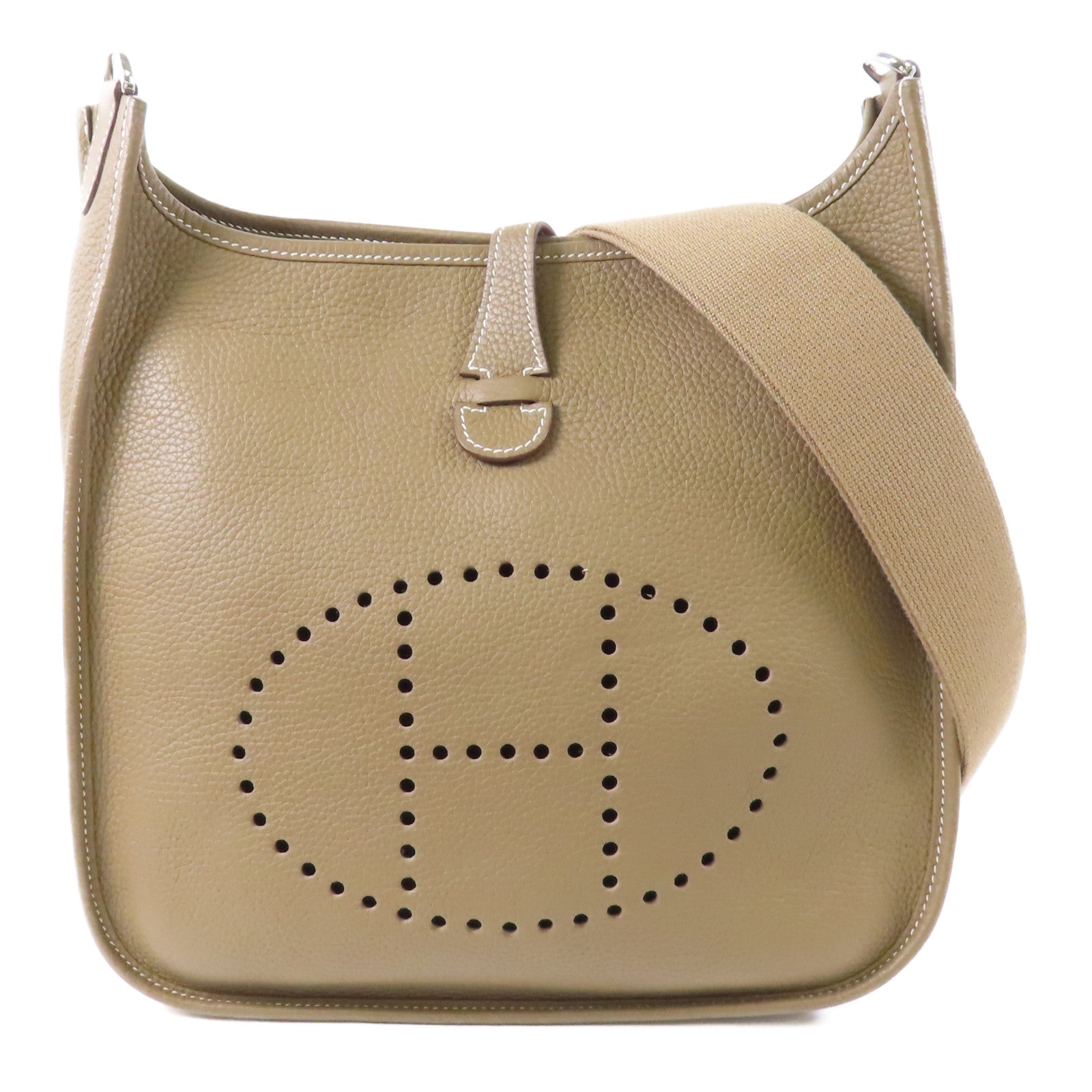 HERMES Clemence皮革Evelyne PM銀扣肩背袋