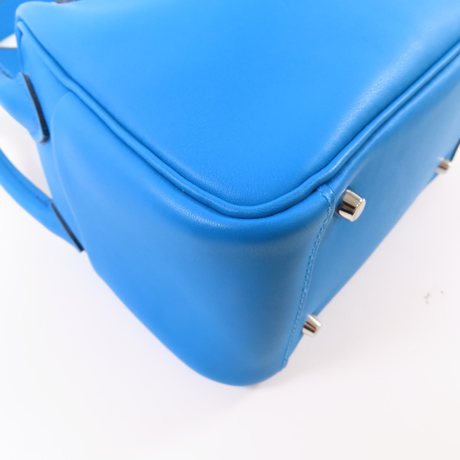 HERMES PHW Mini Lindy 2Way Shoulder Hand Bag Veau Swift Stamp B Bleu frida