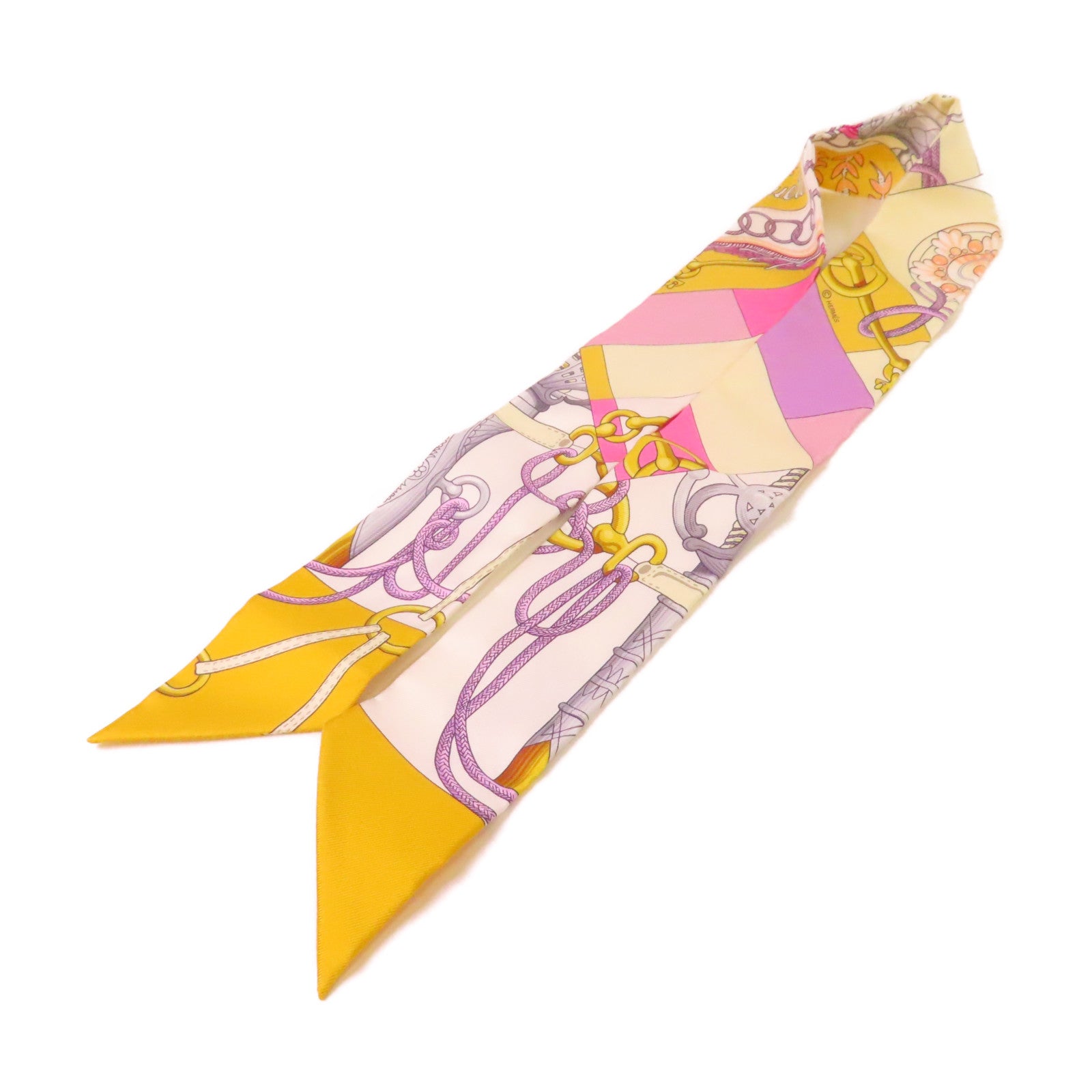 HERMES 【激減優惠】絲質Twilly Scarf絲巾黃色/紫色/粉紅色/彩色