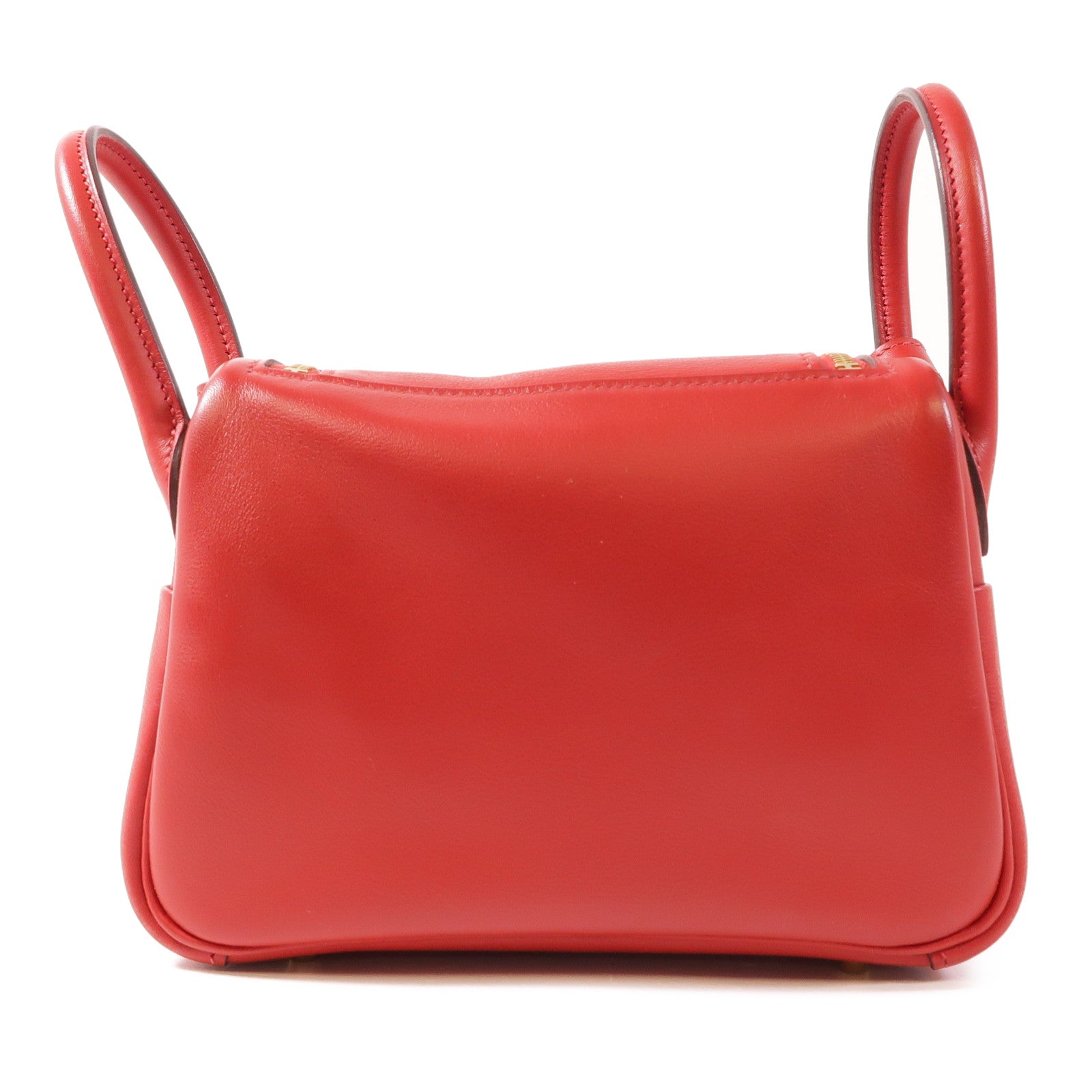 HERMES GHW Mini Lindy 2 Way Shoulder Bag Handbag Swift Leather Rouge Casaque/Red