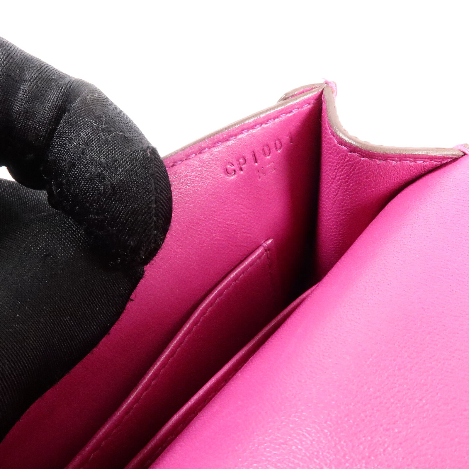 HERMES Chevre皮革Verrou Mini鏈帶肩背袋Rose Purple