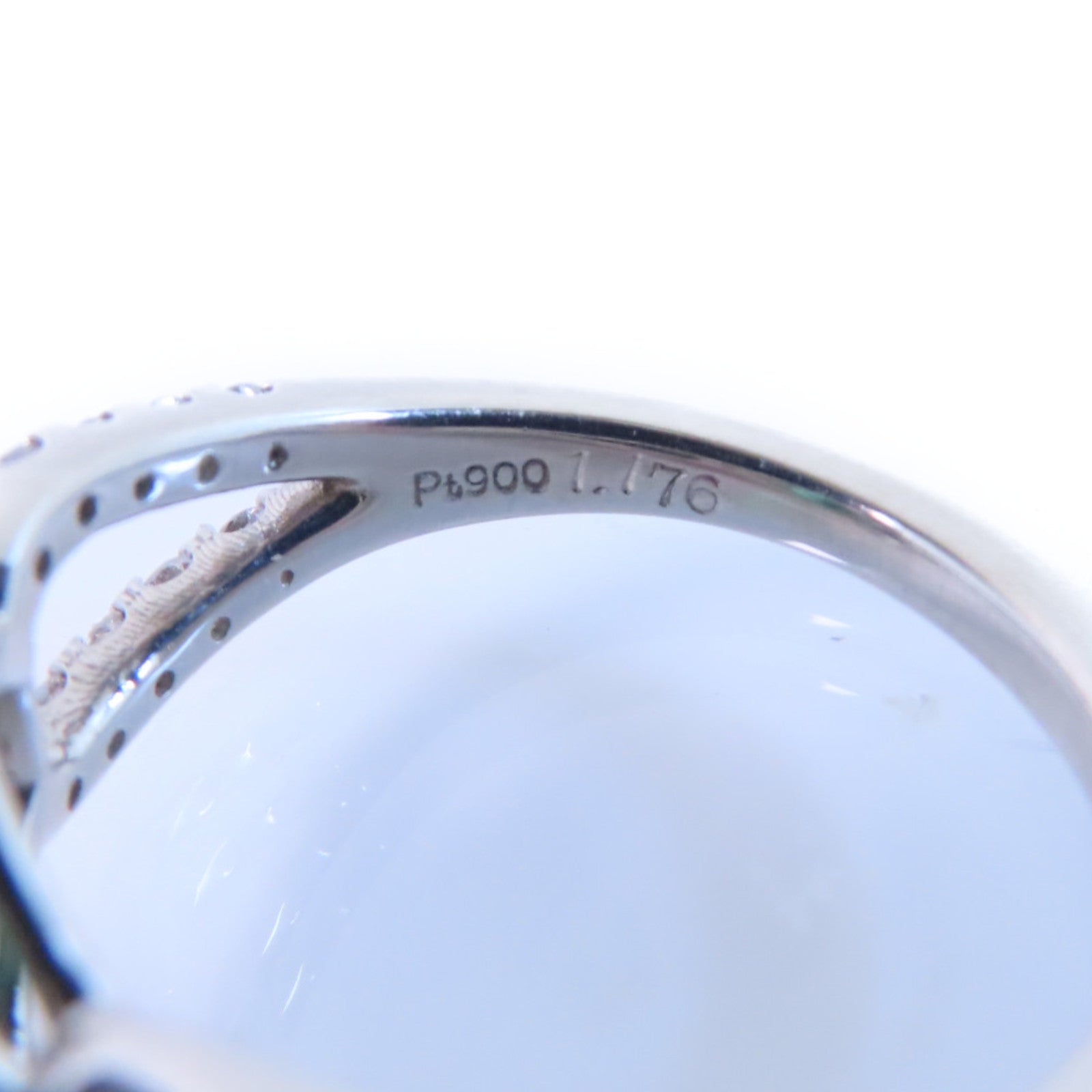 JEWELRY PT900鉑金/綠寶石/鑽石Emerald Diamond Ring戒指US#5.75