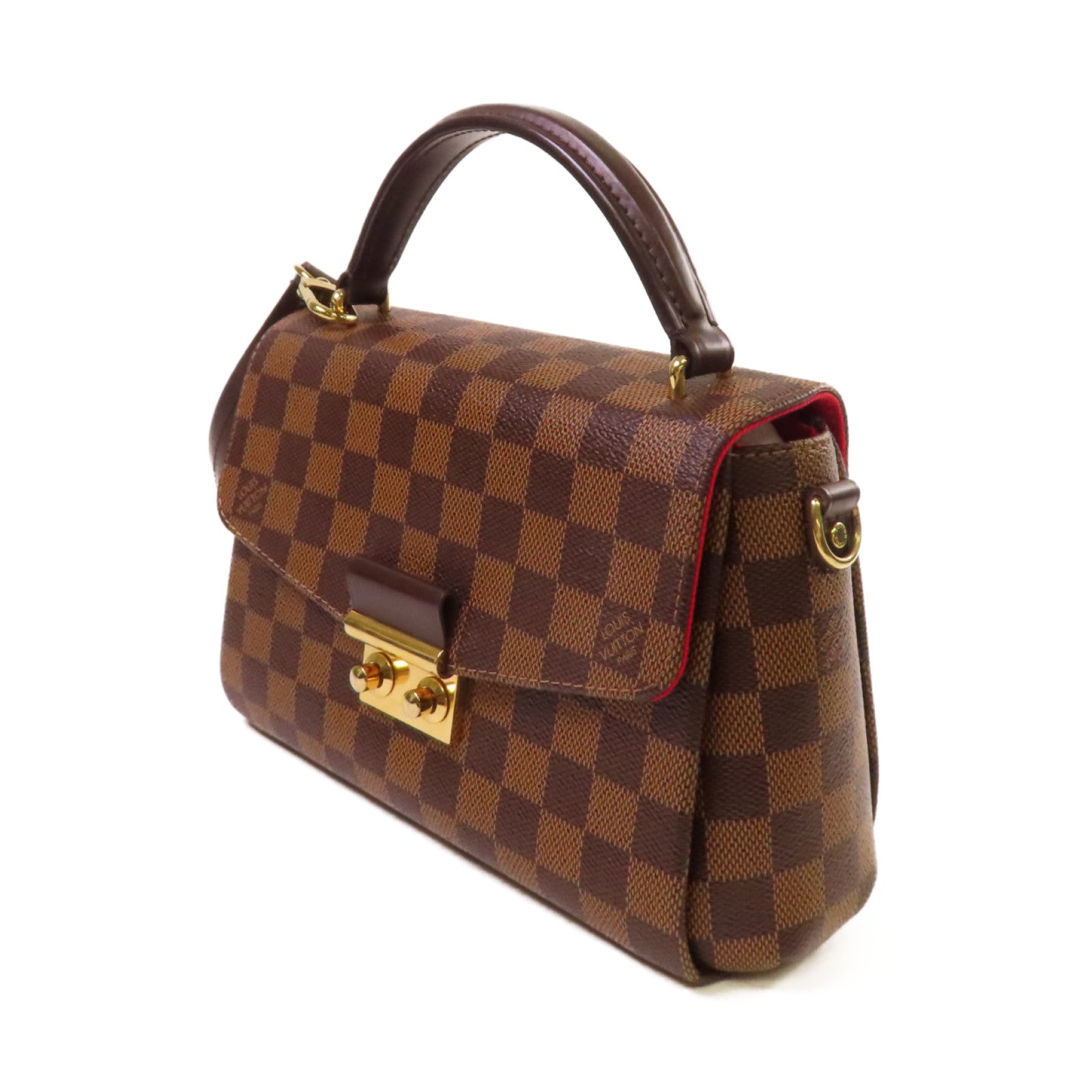 LOUIS VUITTON Damier Ebene Croisette 2Way Shoulder Bag金扣手挽肩背兩用袋啡色