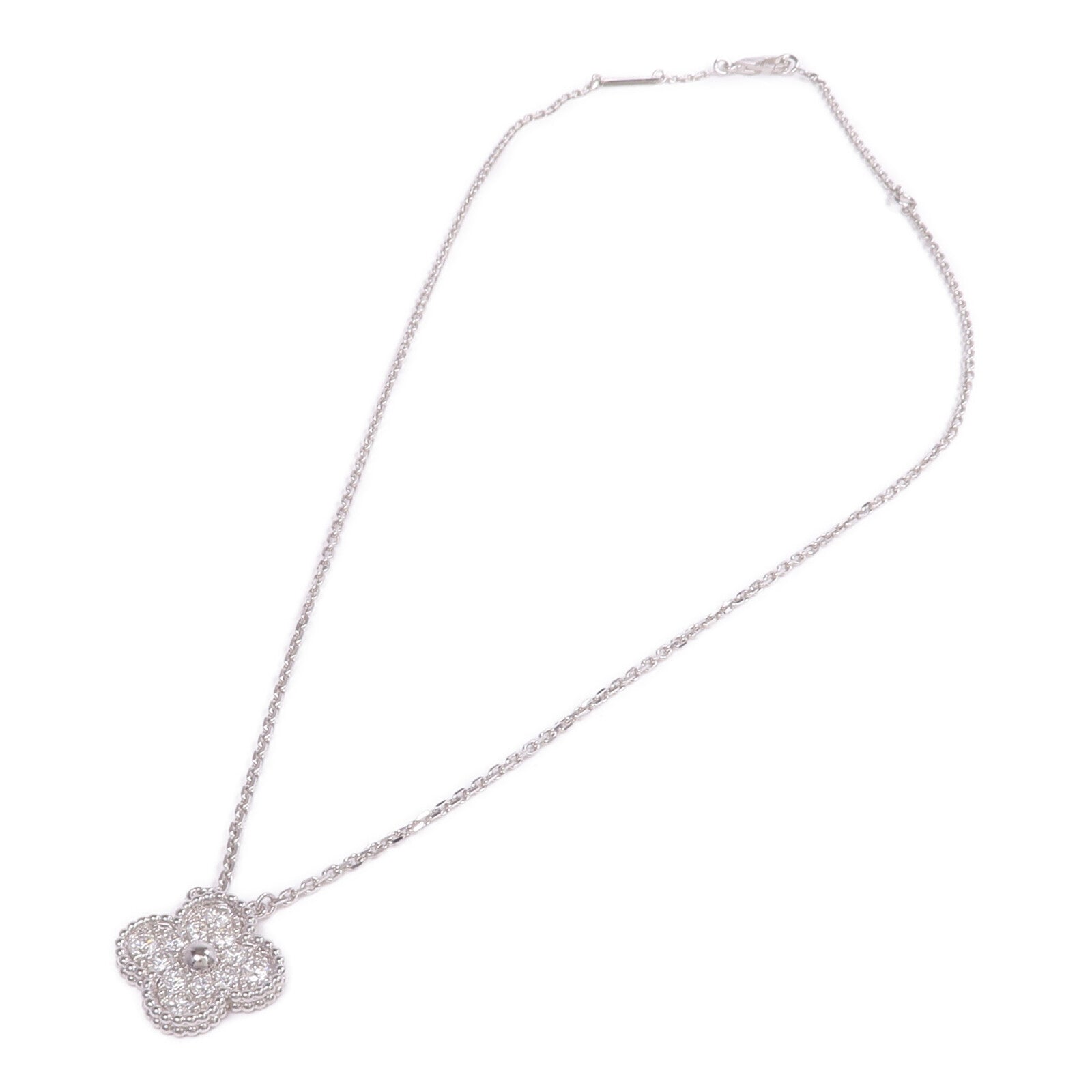 Van Cleef & Arpels 18K白金Vintage Alhambra Pendant鑽石項鍊