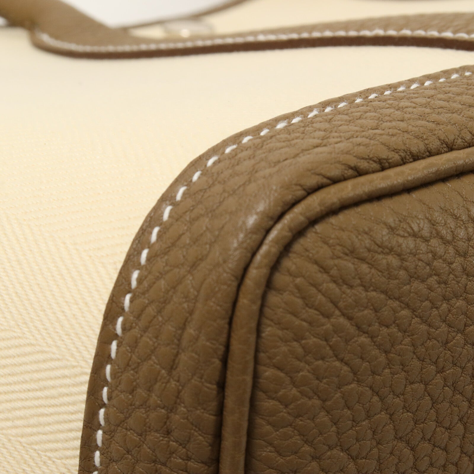 HERMES 帆布/Negonda皮革Garden Party TPM手挽袋Etoupe