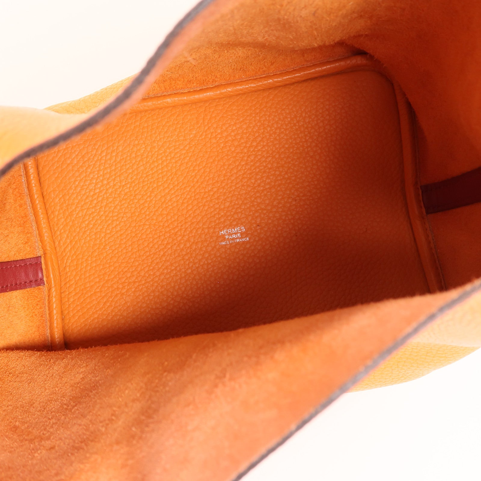 HERMES Clemence皮革Picotin MM銀扣手挽袋Feu/Rouge Grenat