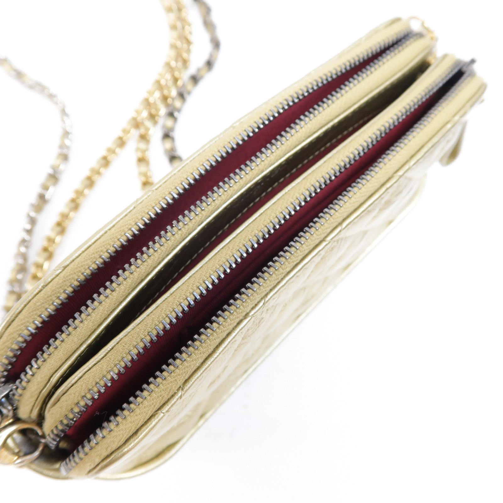 CHANEL 【激減優惠】菱格牛皮皮革Gabrielle Clutch With Chain Shoulder Bag金扣/銀扣鏈帶肩背袋金色