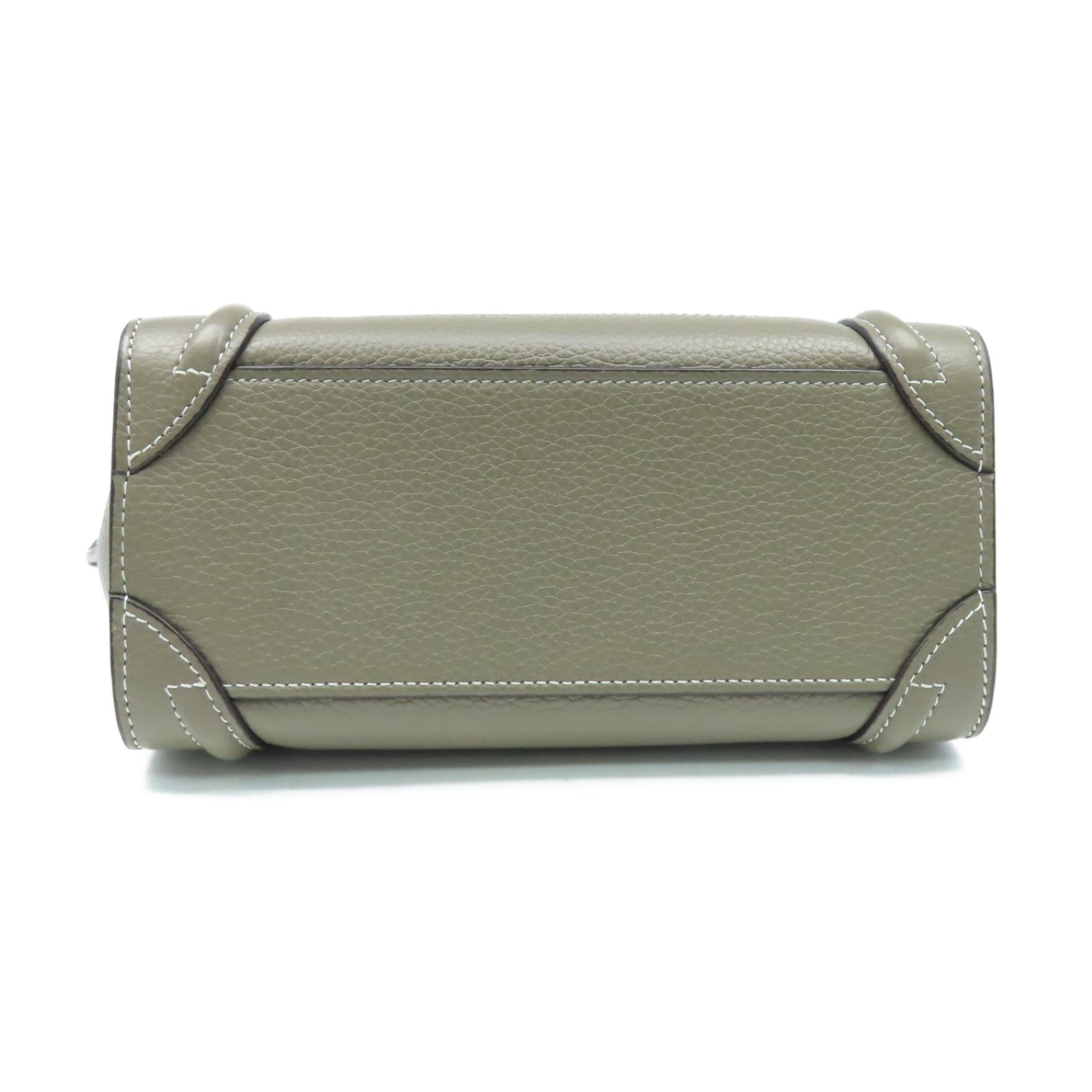 CELINE 【激減優惠】牛皮皮革Nano Luggage Shoulder Bag銀扣手挽肩背兩用袋灰色