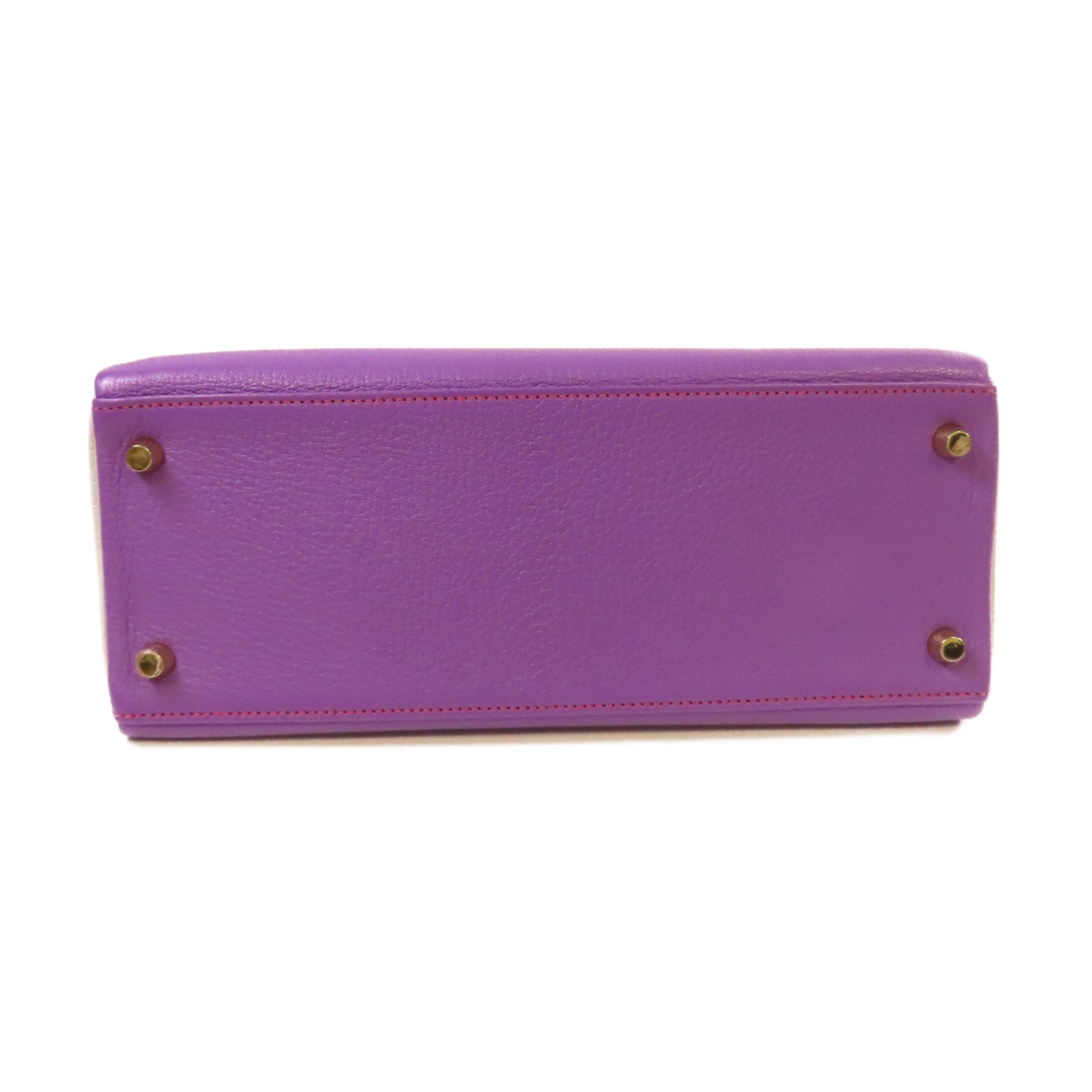 HERMES 【激減優惠】Clemence皮革Kelly 28 2Way Shoulder Bag金扣手挽肩背兩用袋9P Parme帕爾馬紫色/8U Bleu Glacier 冰川藍色