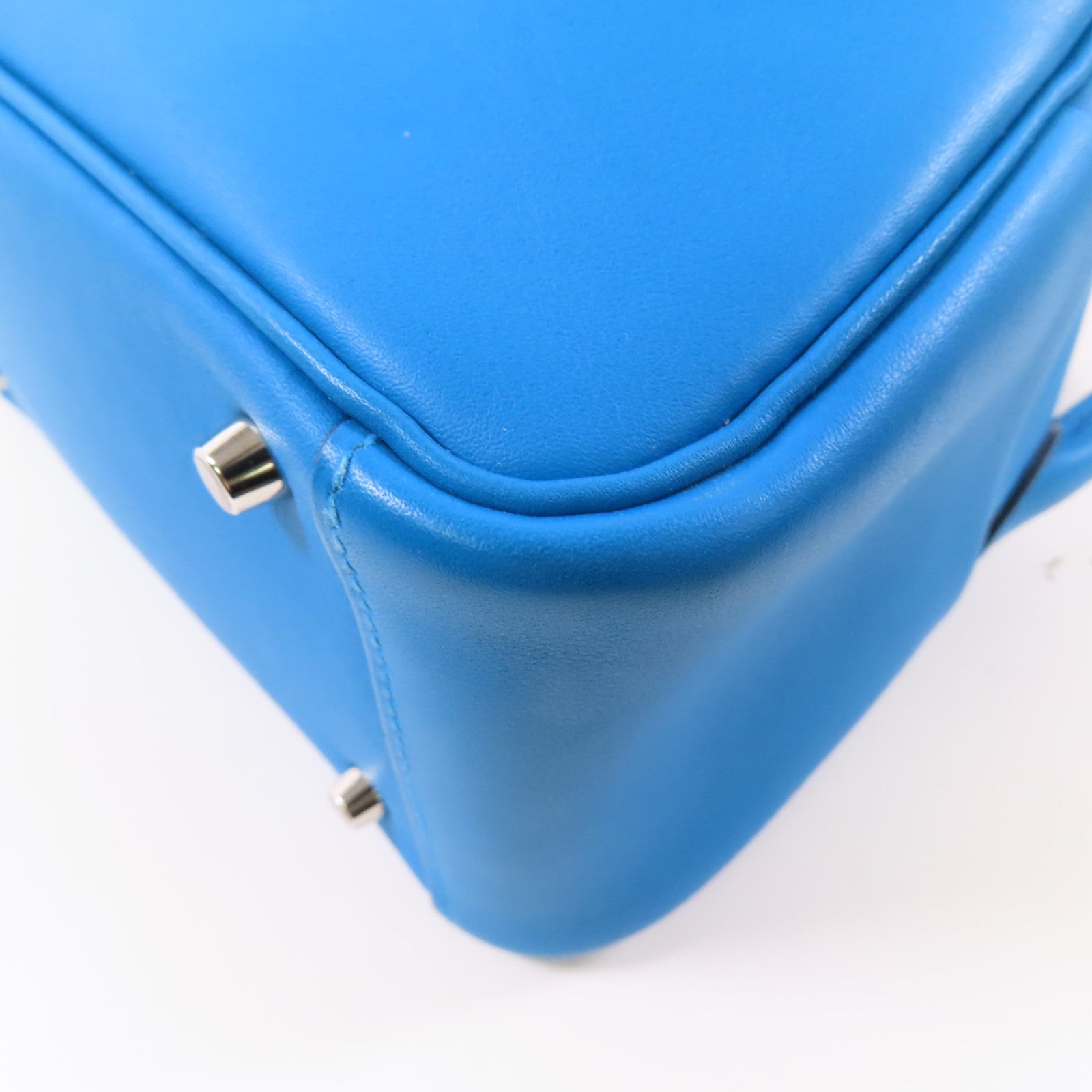 HERMES PHW Mini Lindy 2Way Shoulder Hand Bag Veau Swift Stamp B Bleu frida