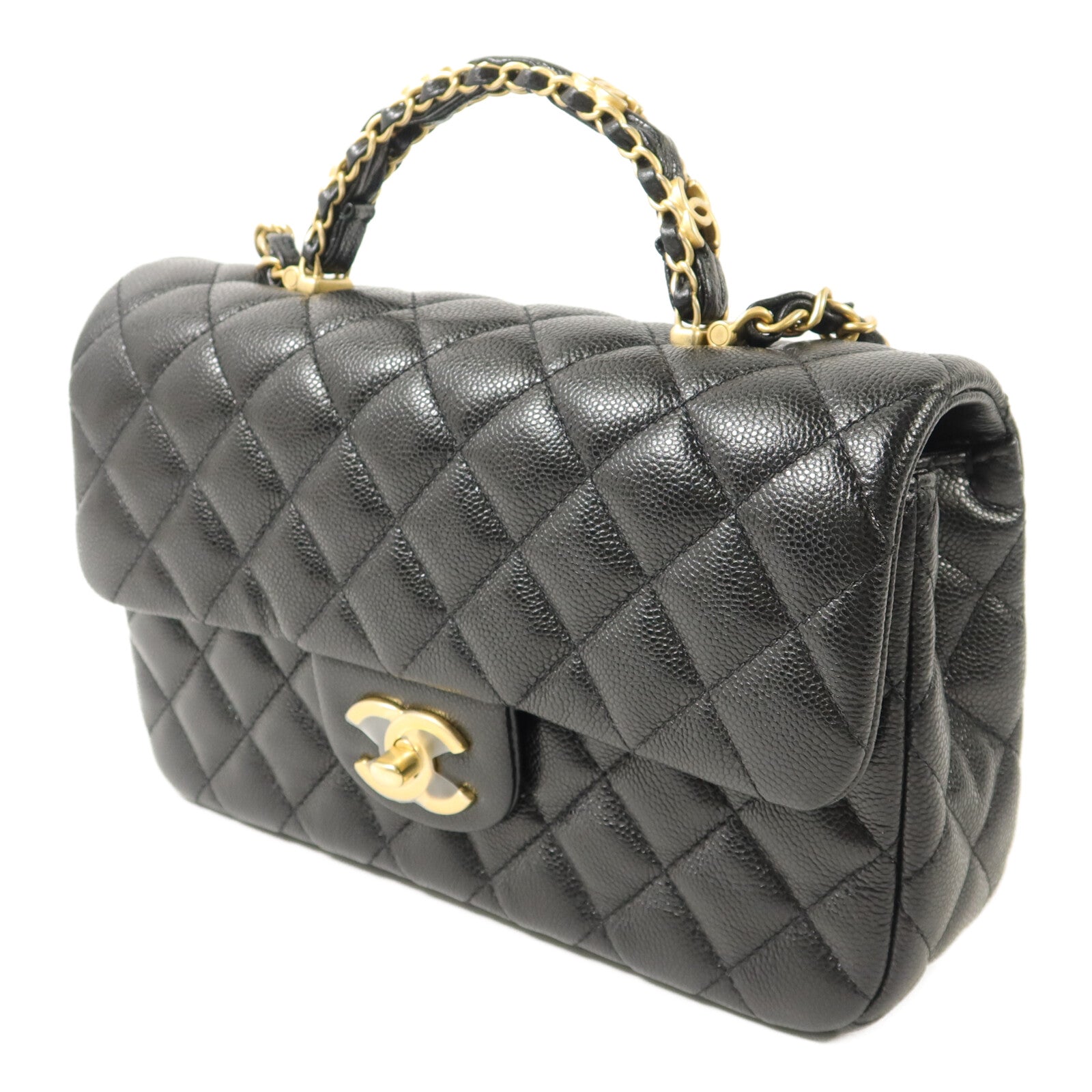CHANEL 牛皮皮革Small Flap Bag With Top Handle鏈帶手挽肩背兩用袋