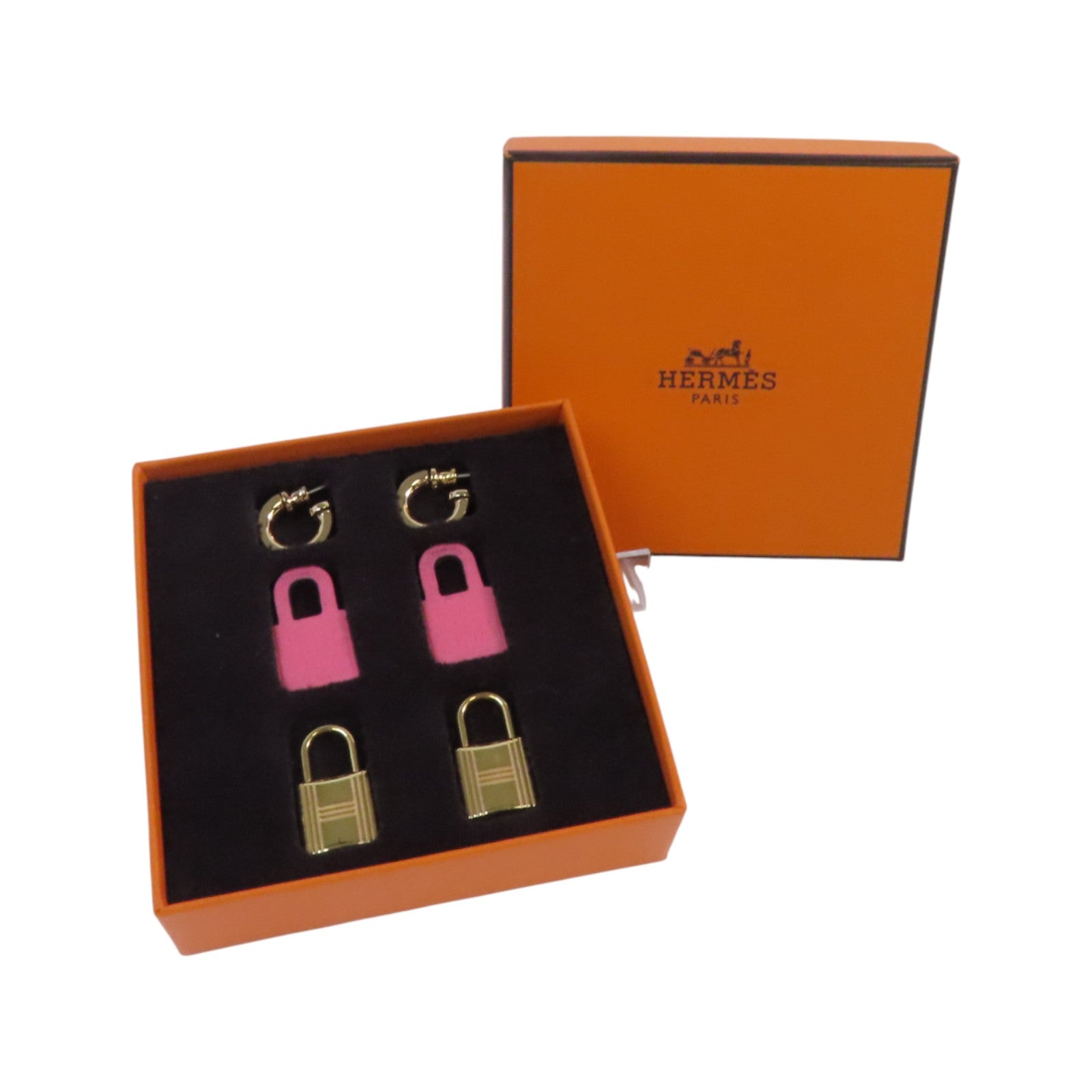 HERMES 金屬/皮革O' kelly Earrings金扣耳環