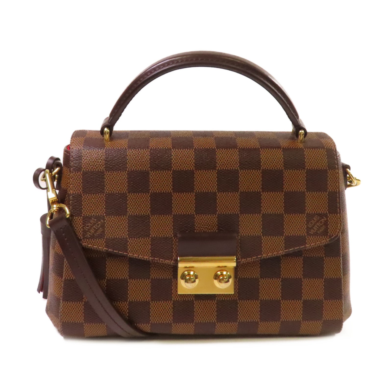 LOUIS VUITTON Damier Ebene Croisette 2Way Shoulder Bag金扣手挽肩背兩用袋啡色
