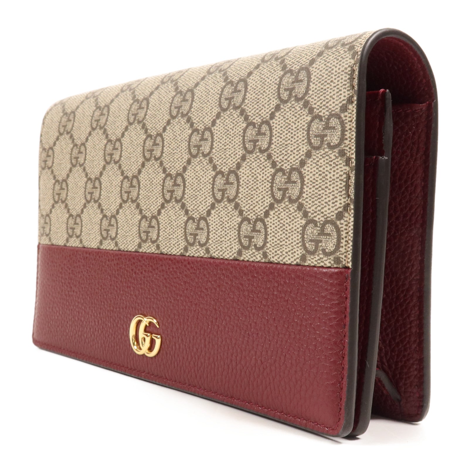 GUCCI 牛皮皮革/塗層帆布GG Marmont Bi-Color Wallet On Chain金扣鏈帶肩背袋