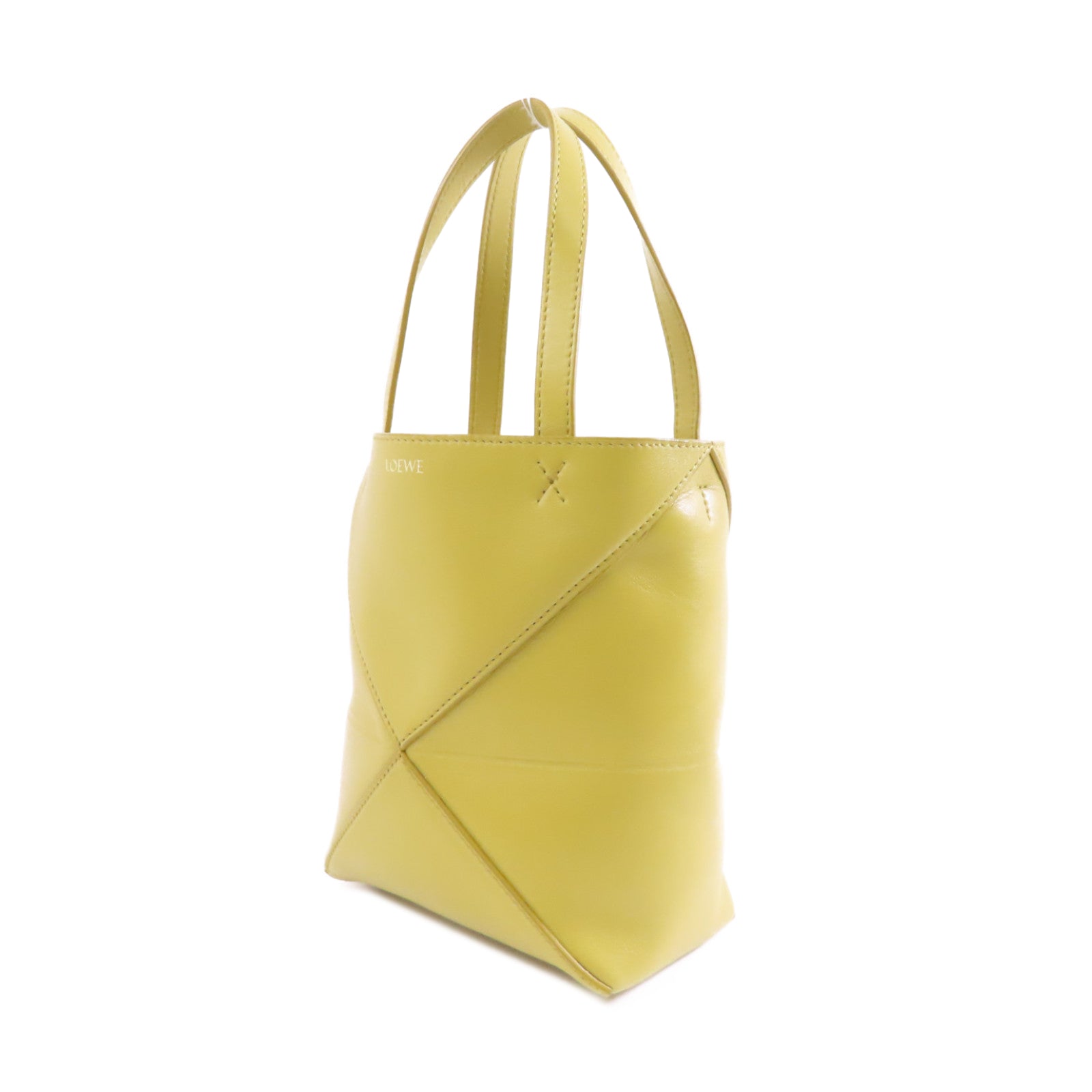 LOEWE 牛皮皮革Shoulder Bag金扣手挽肩背兩用袋黃色