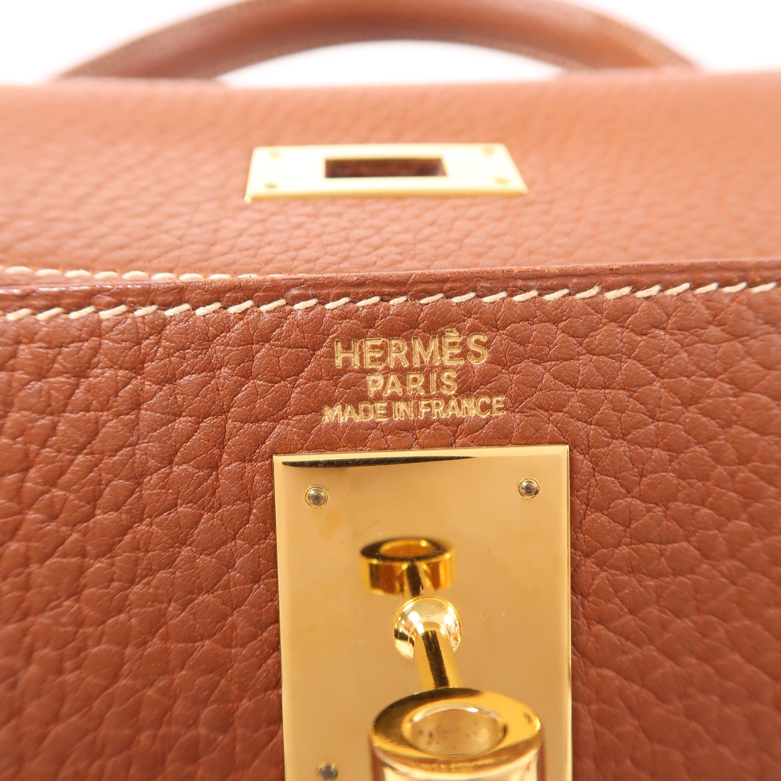 HERMES Fjord皮革Kelly 32金扣手挽肩背兩用袋
