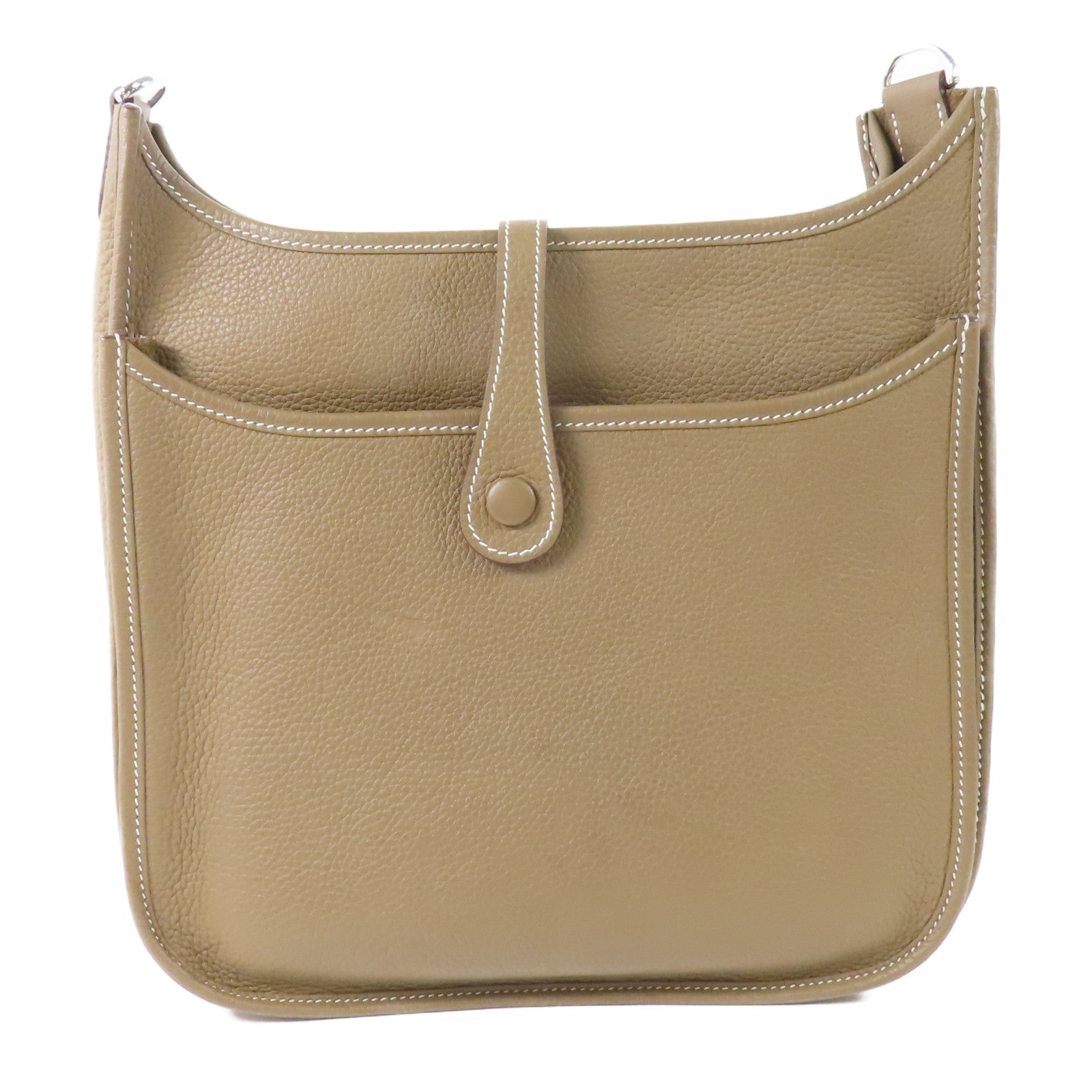 HERMES Clemence皮革Evelyne PM銀扣肩背袋