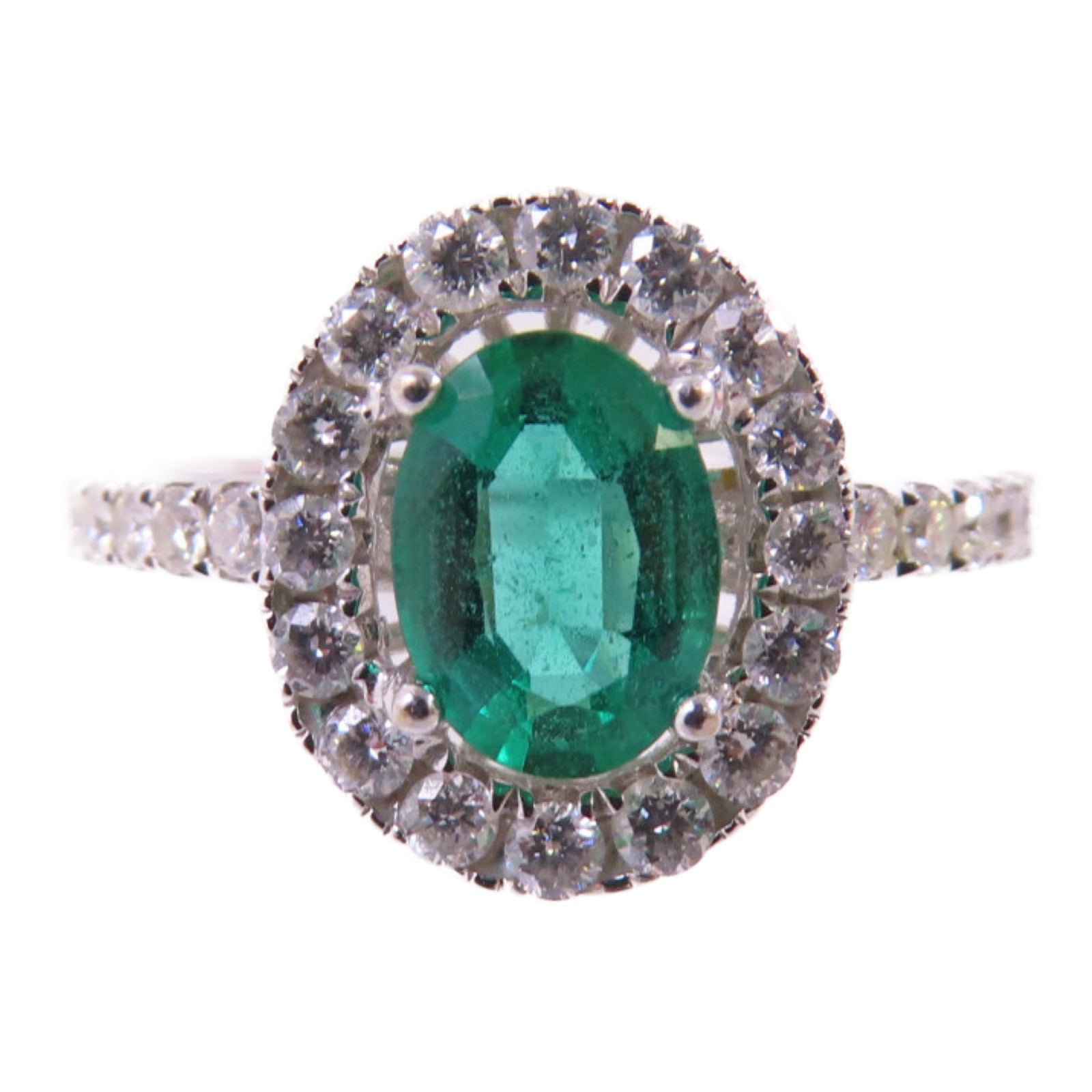 JEWELRY 18K白金/0.677ct綠寶石/0.44ct鑽石Emerald Diamond Ring戒指US#6