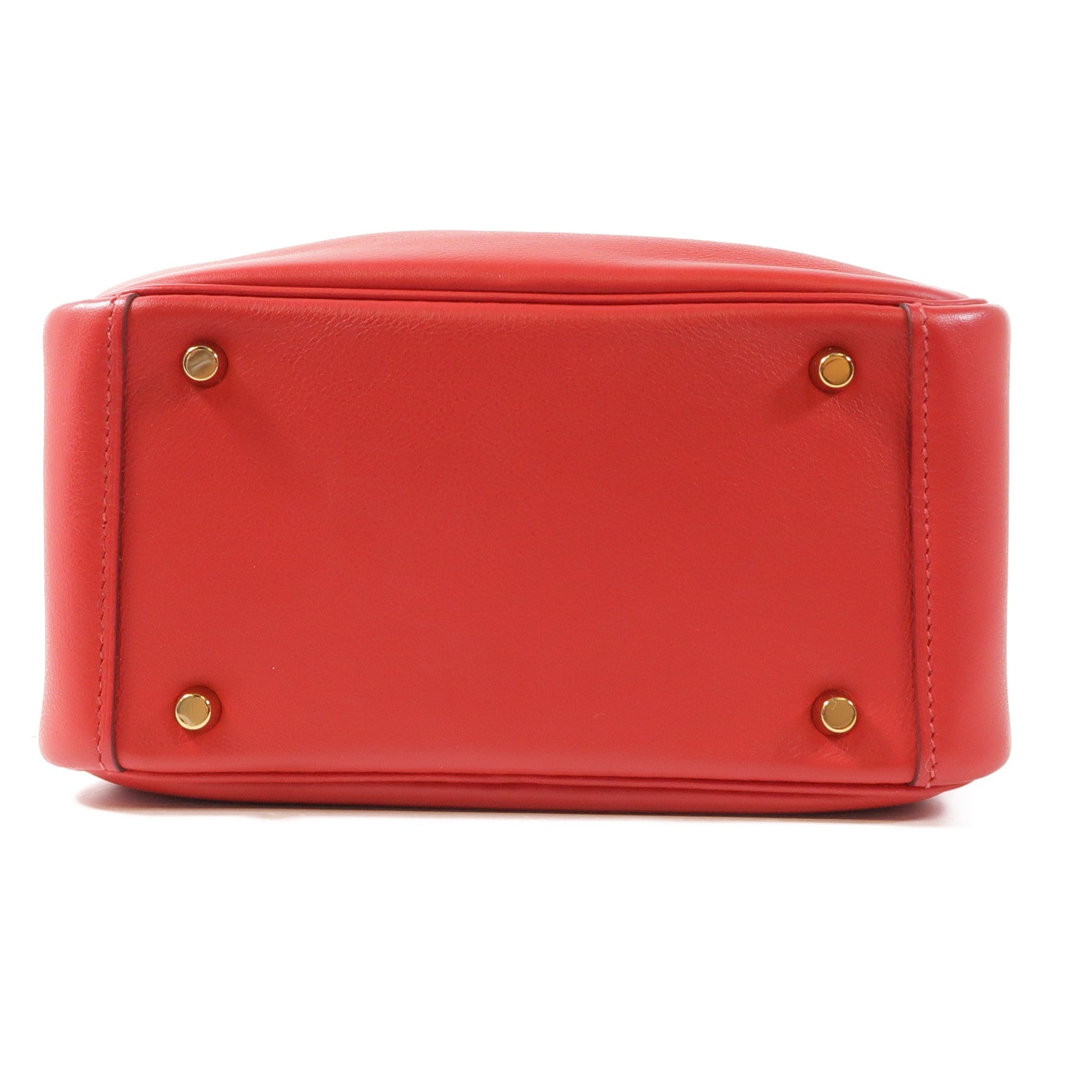 HERMES GHW Mini Lindy 2 Way Shoulder Bag Handbag Swift Leather Rouge Casaque/Red