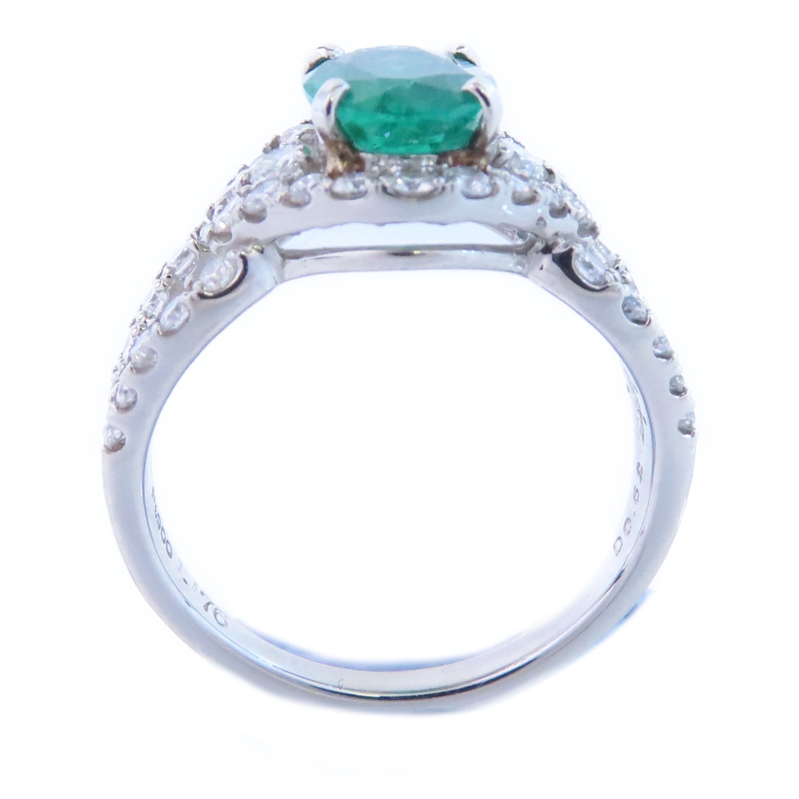 JEWELRY PT900鉑金/綠寶石/鑽石Emerald Diamond Ring戒指US#5.75