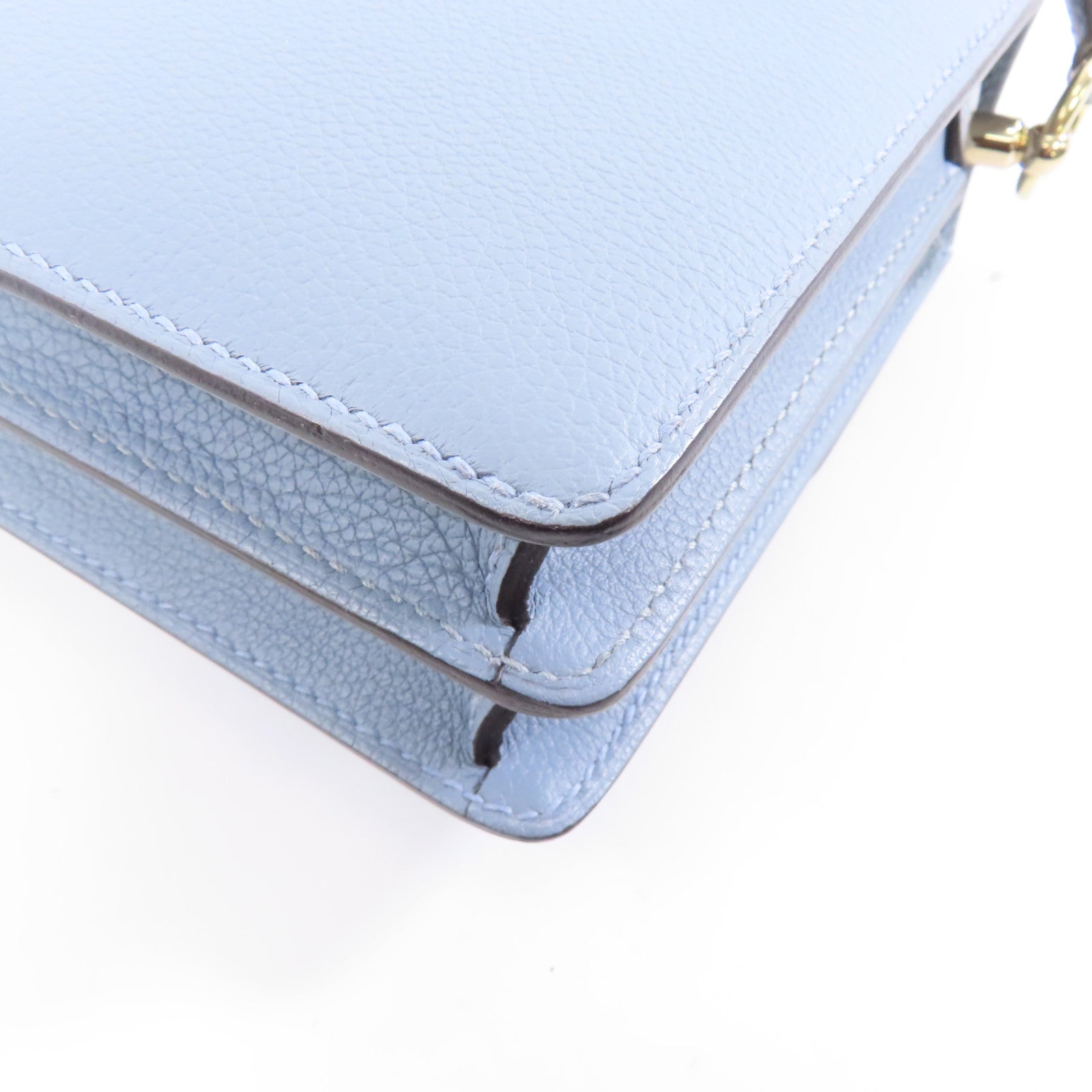 HERMES Evercolor皮革Mini Roulis銀扣肩背袋Bleu Lin/藍色