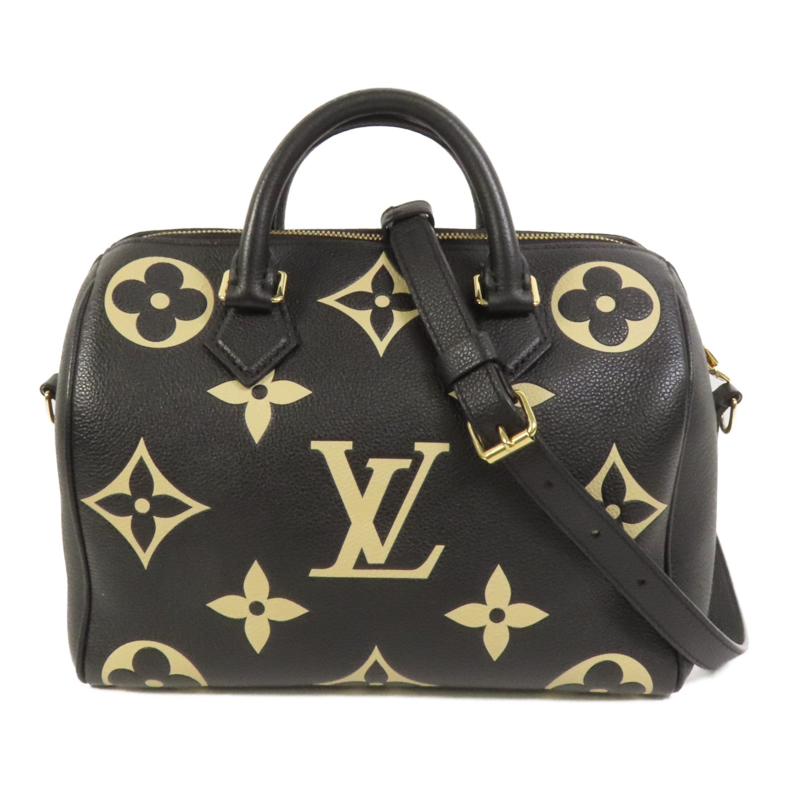 LOUIS VUITTON Monogram Empreinte Speedy Bandouliere 25金扣手挽肩背兩用袋
