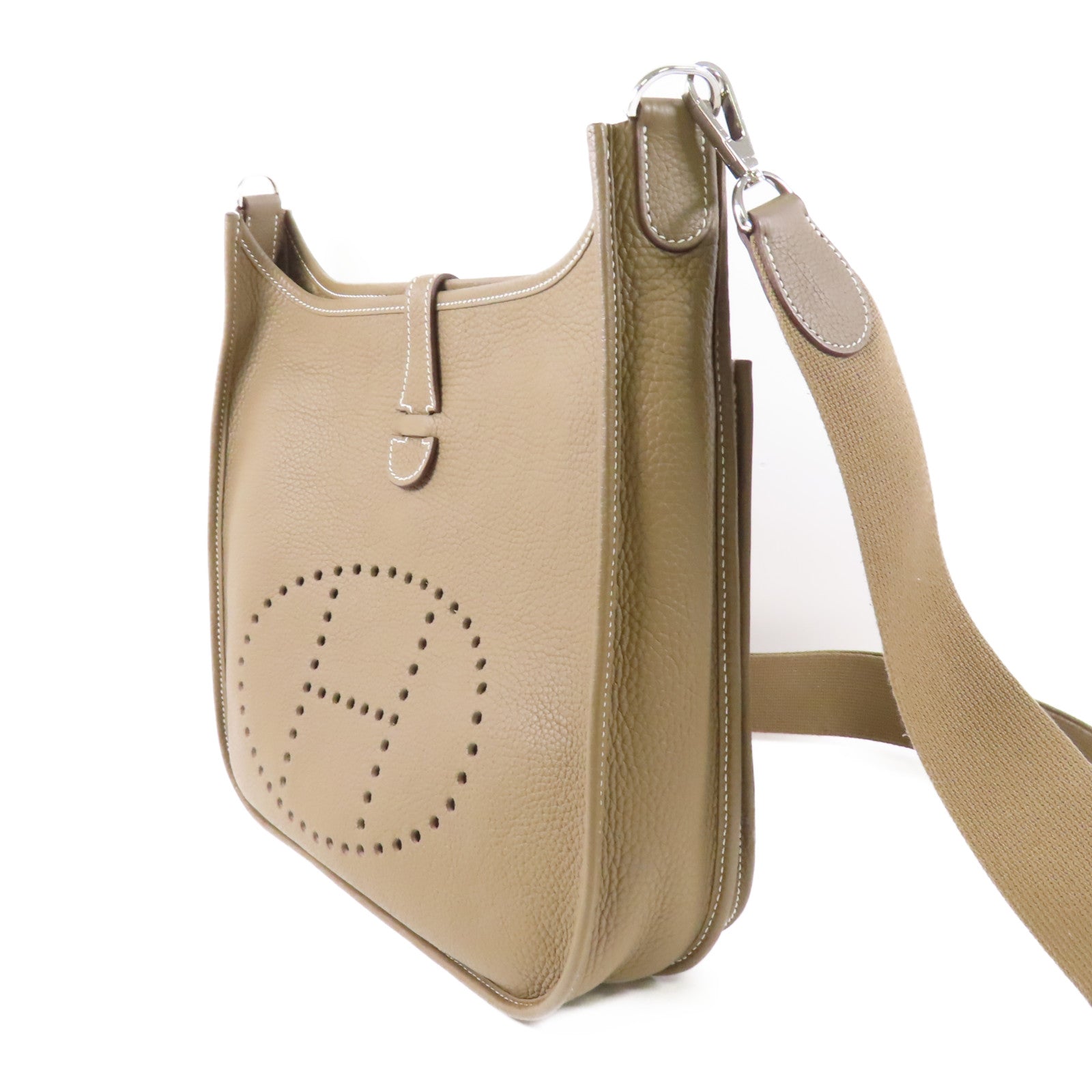 HERMES Clemence皮革Evelyne PM銀扣肩背袋
