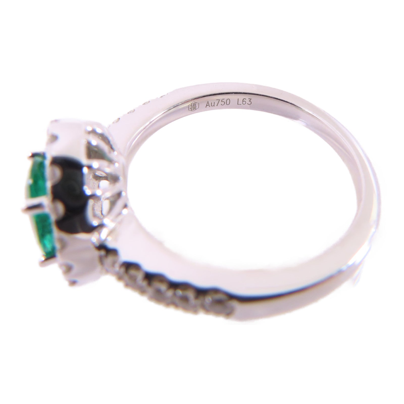 JEWELRY 18K白金/0.677ct綠寶石/0.44ct鑽石Emerald Diamond Ring戒指US#6