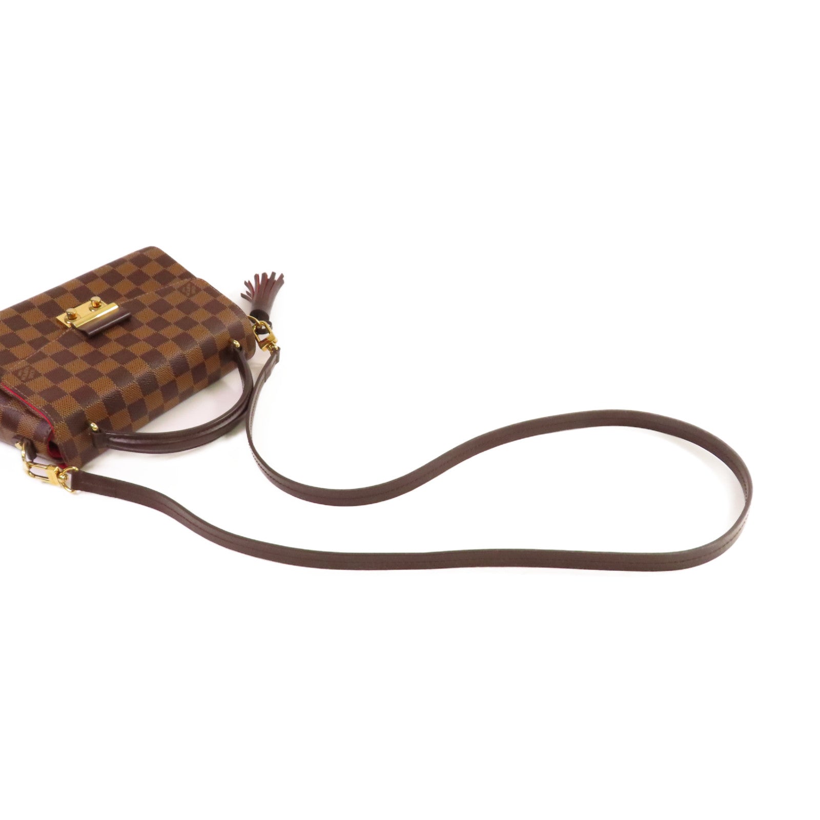 LOUIS VUITTON Damier Ebene Croisette 2Way Shoulder Bag金扣手挽肩背兩用袋啡色