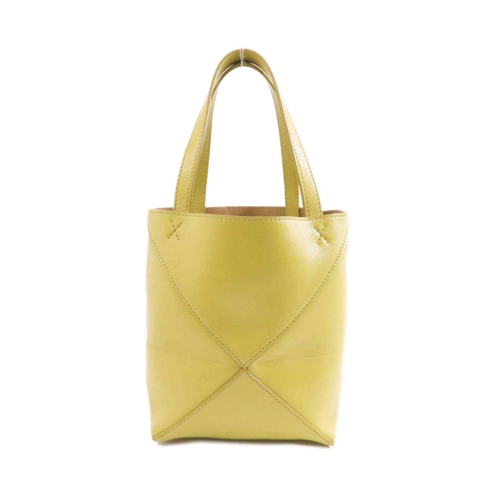 LOEWE 牛皮皮革Shoulder Bag金扣手挽肩背兩用袋黃色