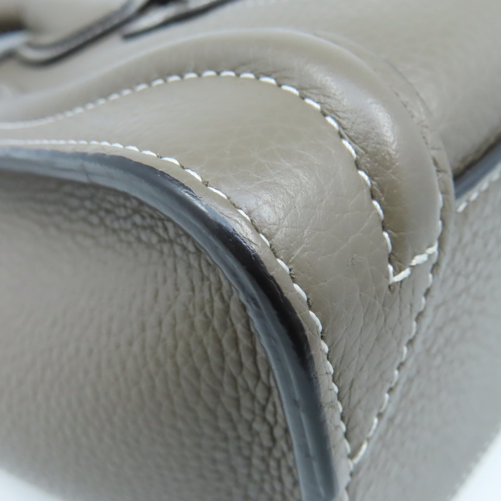 CELINE 【激減優惠】牛皮皮革Nano Luggage Shoulder Bag銀扣手挽肩背兩用袋灰色