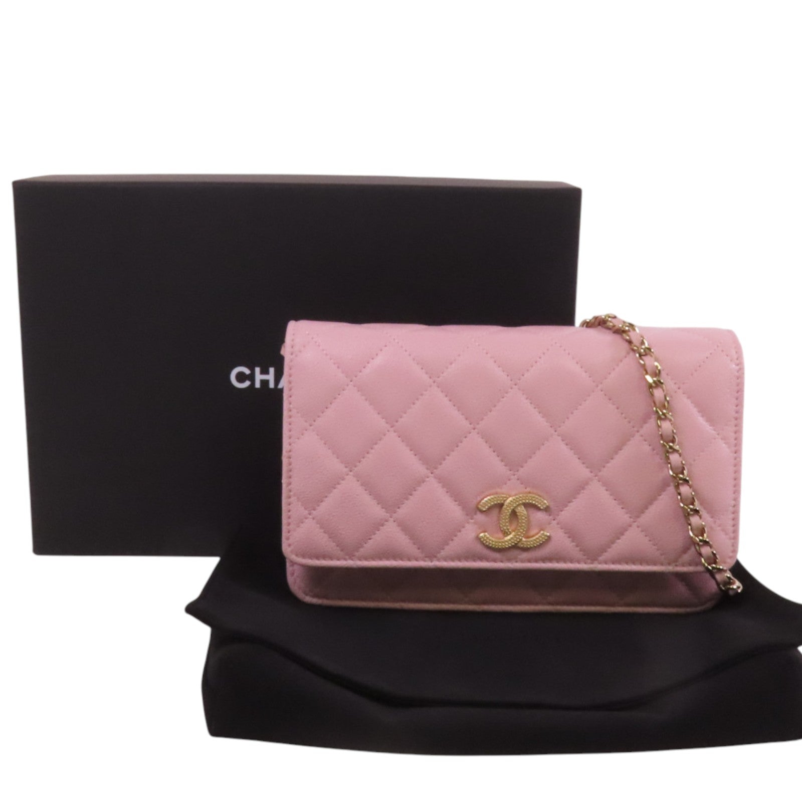 CHANEL 牛皮皮革WOC Wallet On Chain金扣鏈帶肩背袋