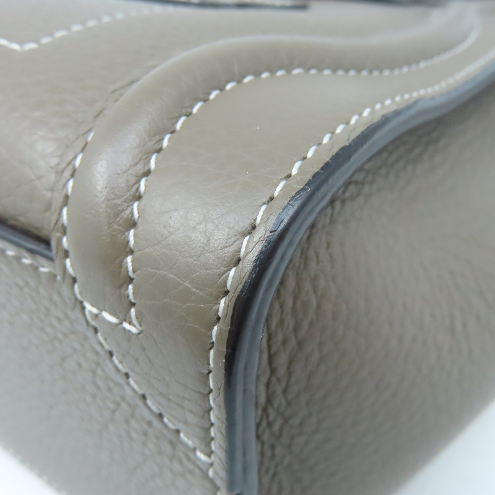 CELINE 【激減優惠】牛皮皮革Nano Luggage Shoulder Bag銀扣手挽肩背兩用袋灰色