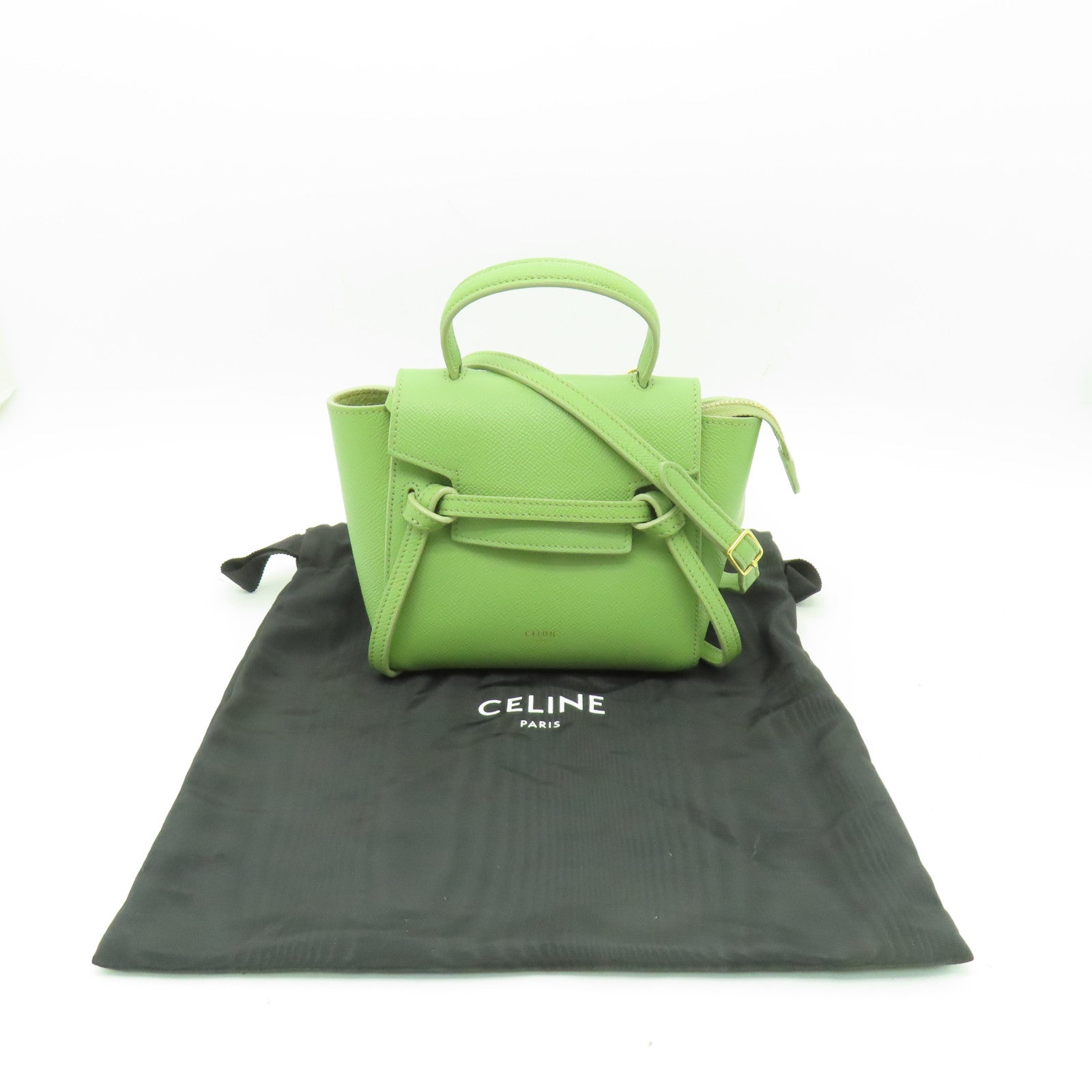 CELINE 【清倉大減價】牛皮皮革Pico Belt Bag金扣手挽肩背兩用袋綠色