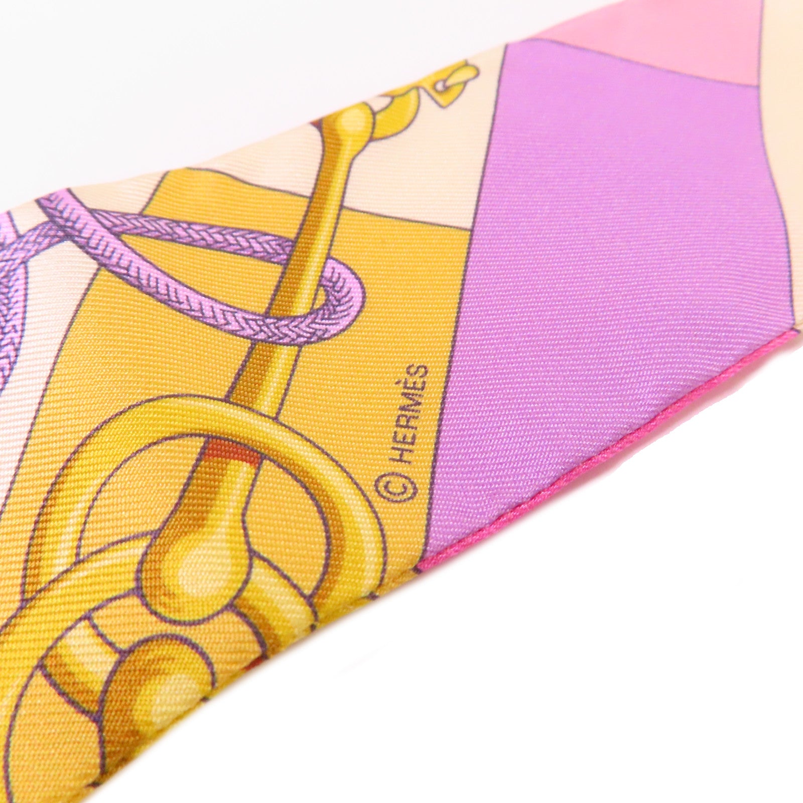 HERMES 【激減優惠】絲質Twilly Scarf絲巾黃色/紫色/粉紅色/彩色