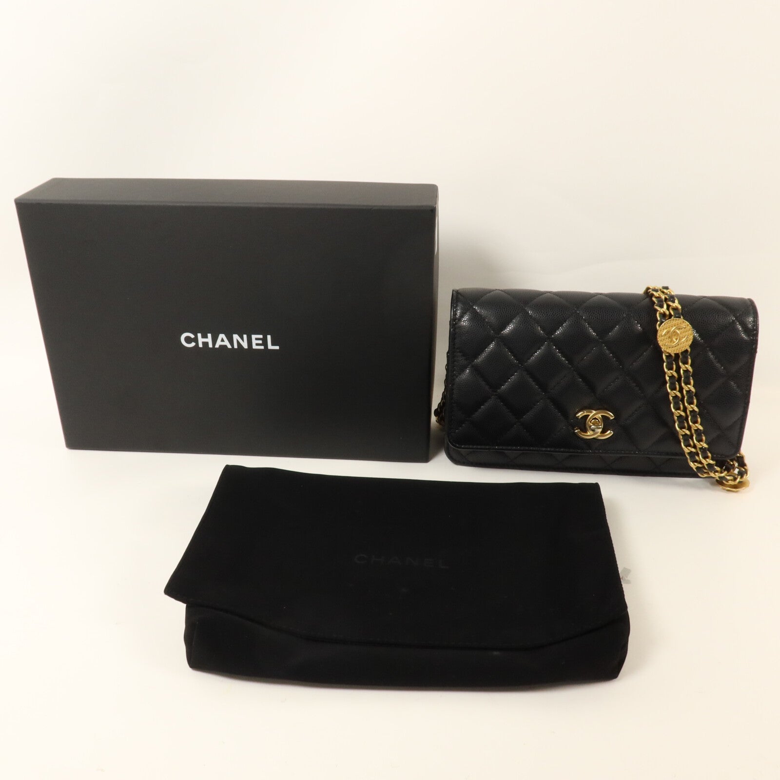 CHANEL 牛皮皮革Wallet On Chain鏈帶肩背袋
