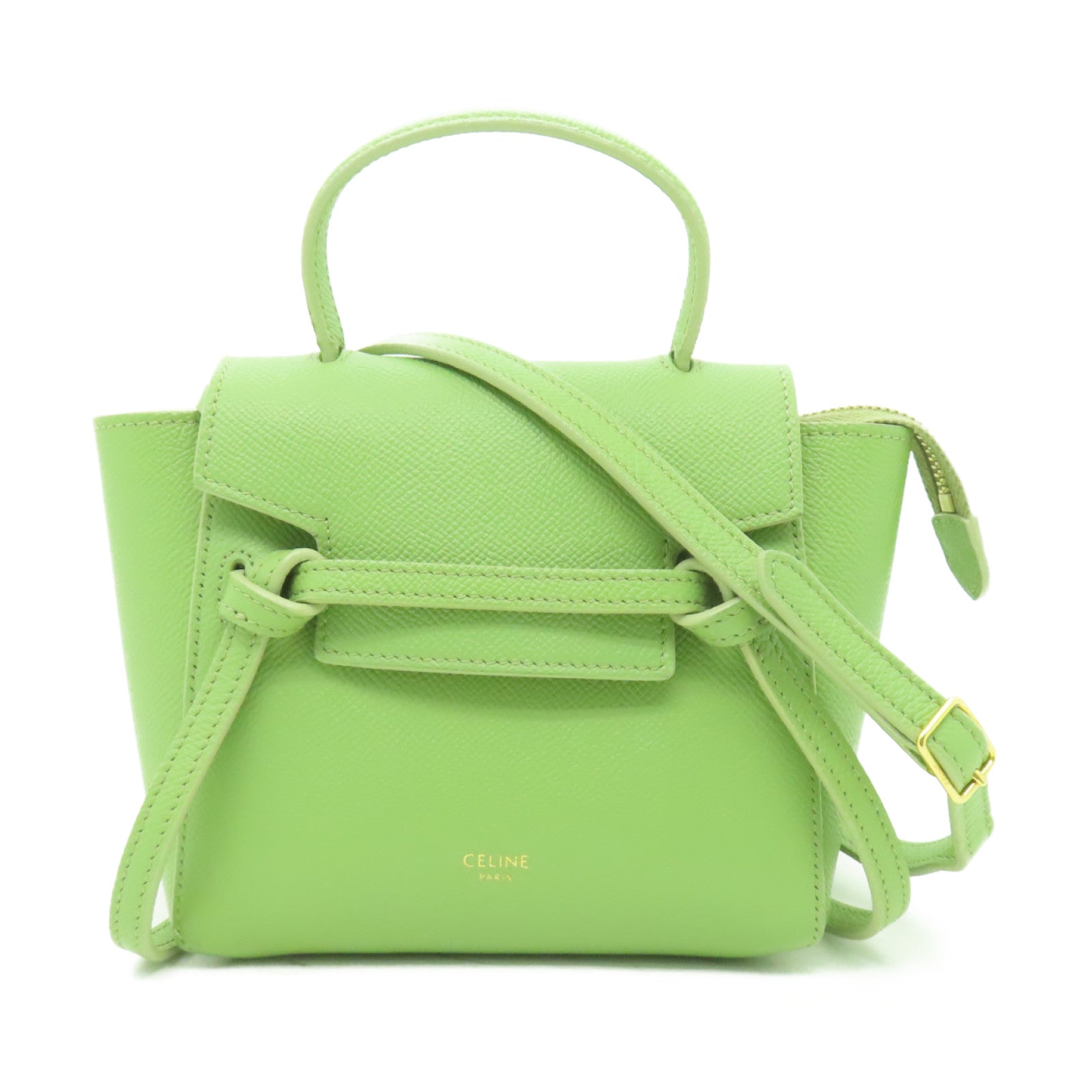 CELINE 【清倉大減價】牛皮皮革Pico Belt Bag金扣手挽肩背兩用袋綠色