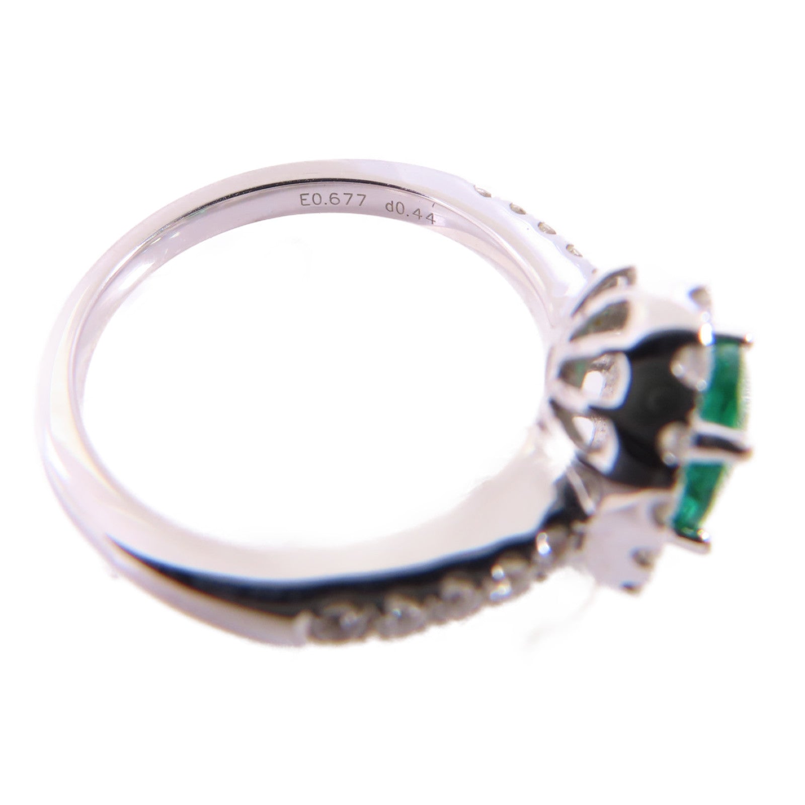 JEWELRY 18K白金/0.677ct綠寶石/0.44ct鑽石Emerald Diamond Ring戒指US#6