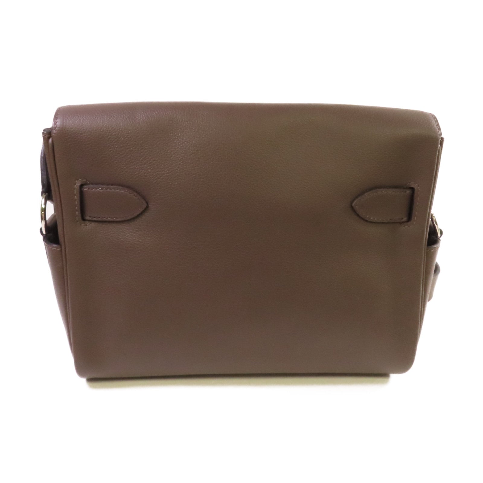 HERMES Evercolor皮革Kelly Messenger Bag PM銀扣肩背袋Ecorce樹皮色