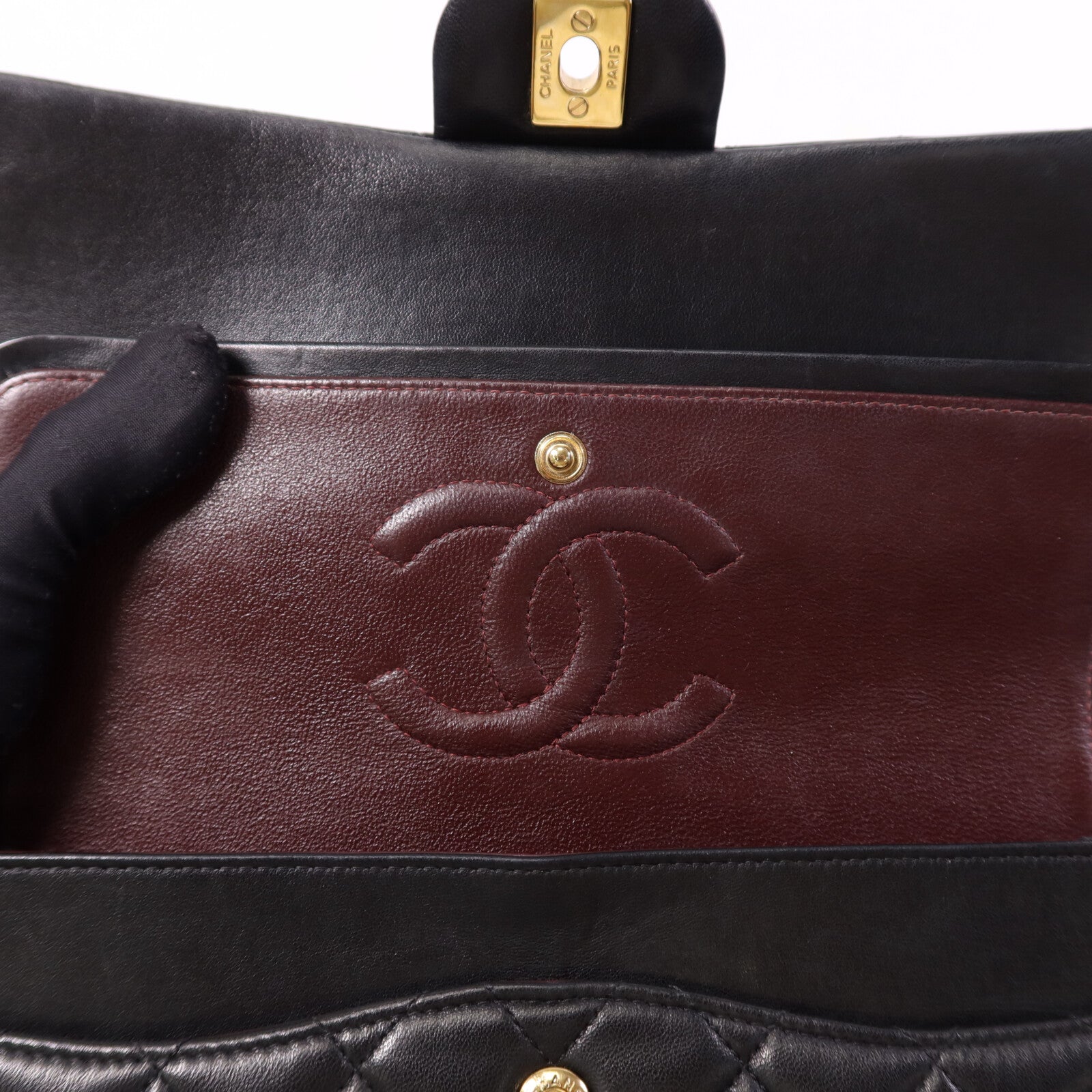 CHANEL 羊皮皮革Classic 25金扣鏈帶肩背袋