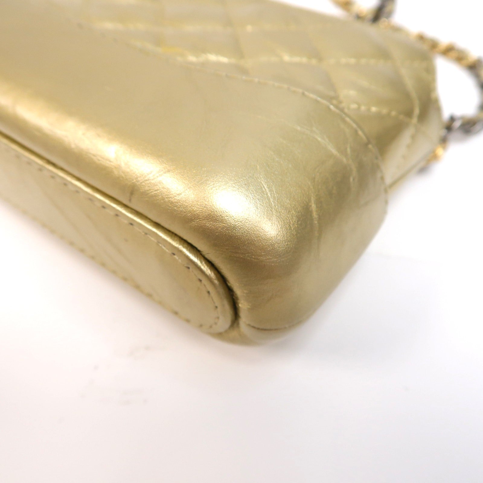 CHANEL 【激減優惠】菱格牛皮皮革Gabrielle Clutch With Chain Shoulder Bag金扣/銀扣鏈帶肩背袋金色