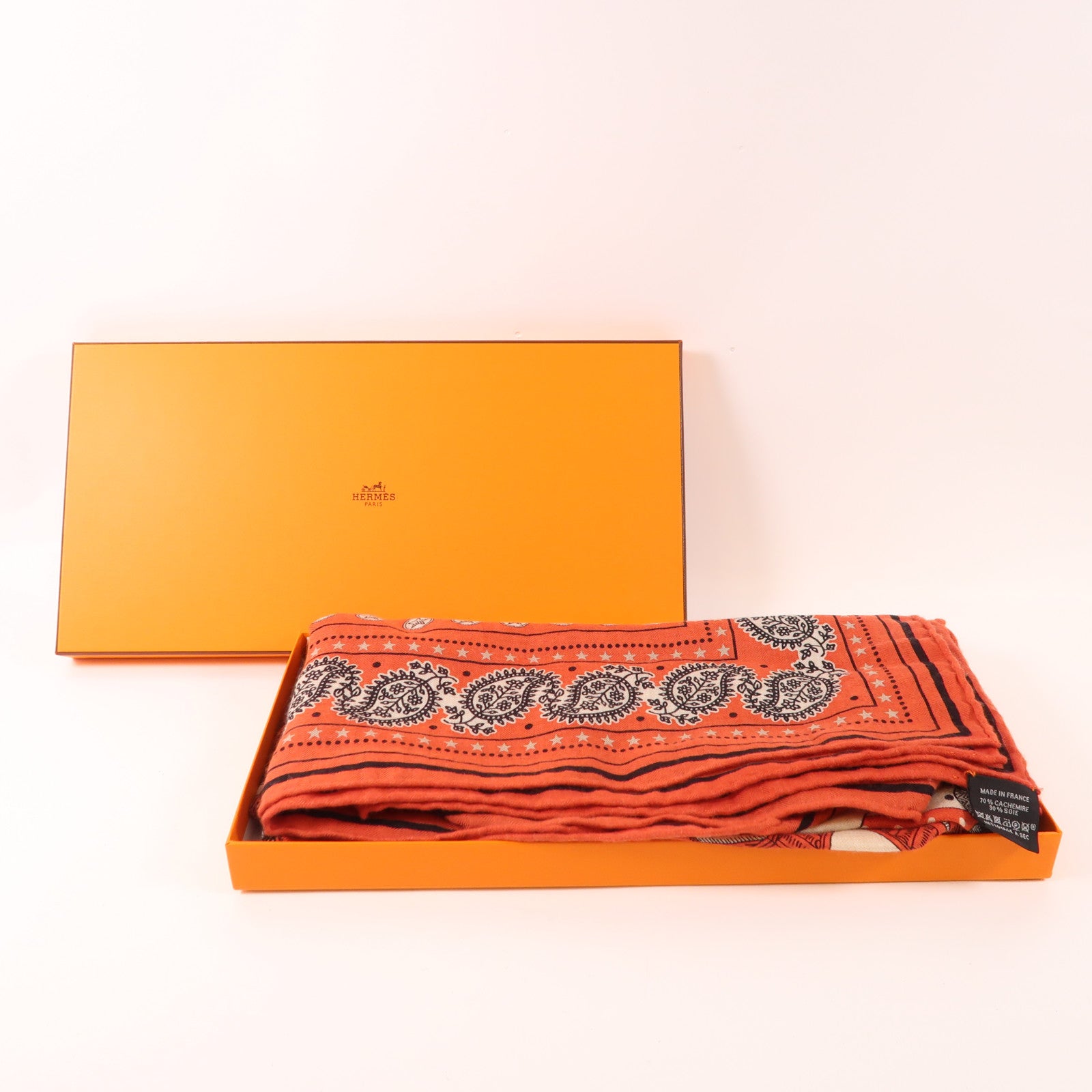 HERMES 羊絨/絲質Scarf 140X140絲巾Rouge Tomate