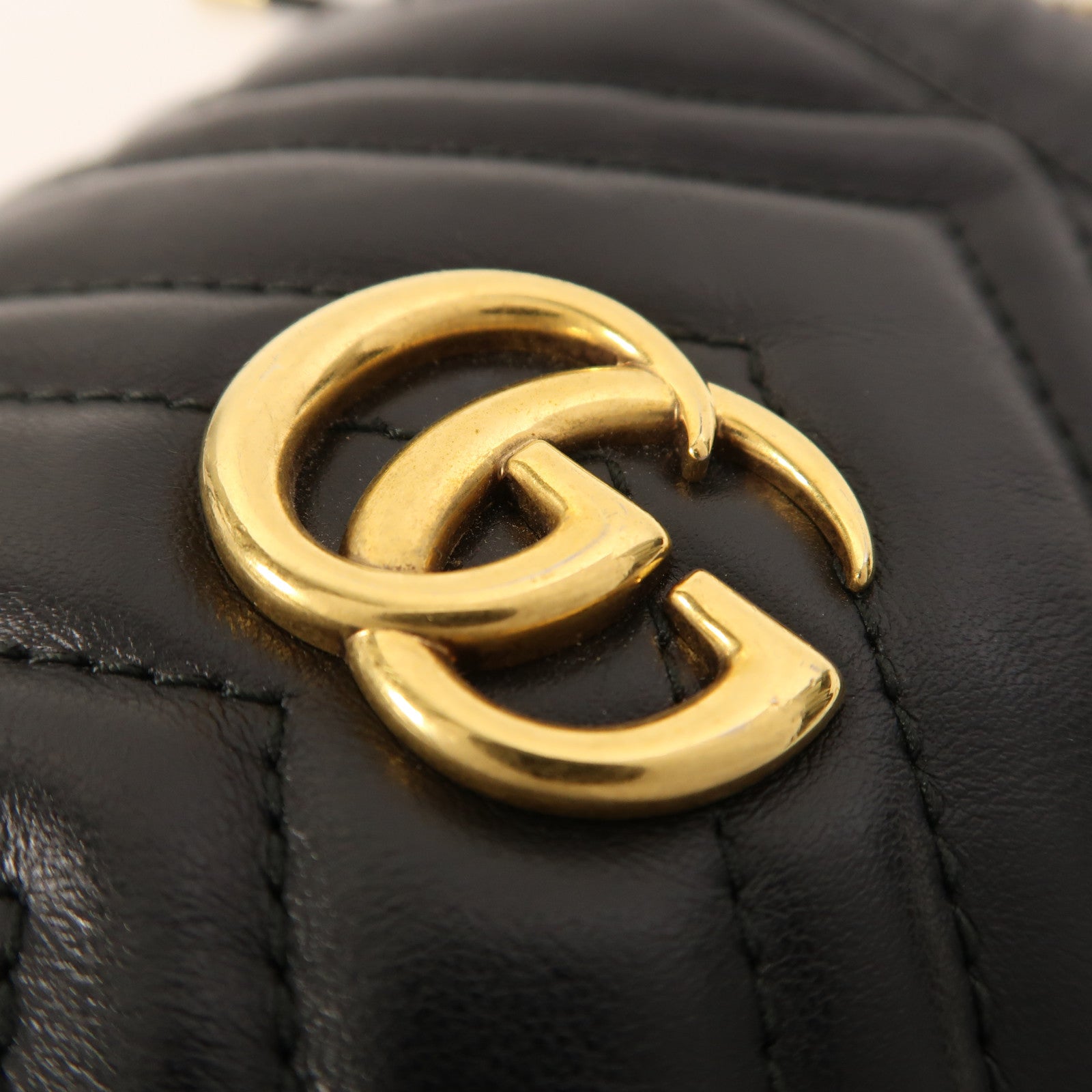 GUCCI 【激減優惠】牛皮皮革GG Marmont Mini Bucket金扣鏈帶肩背袋