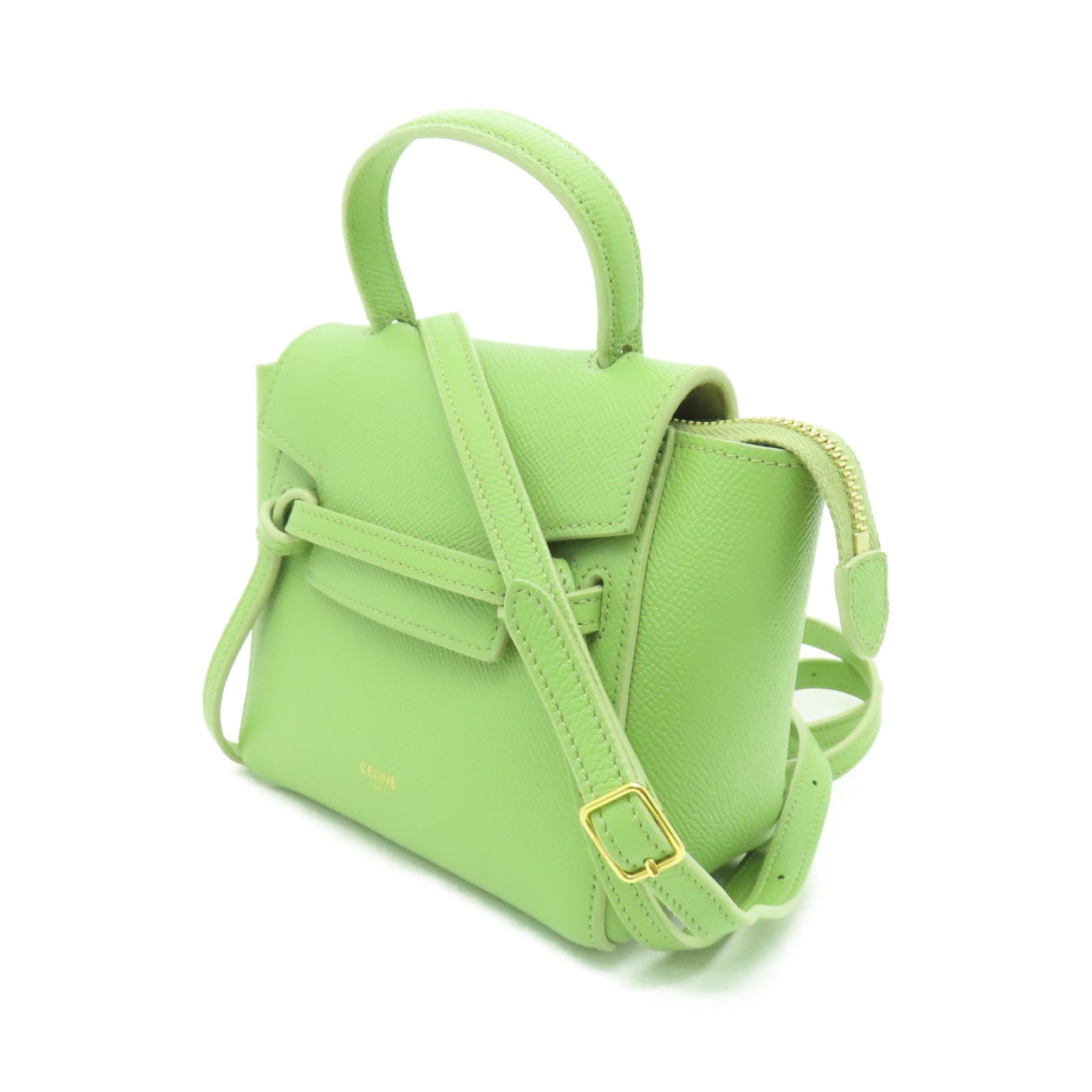 CELINE 【清倉大減價】牛皮皮革Pico Belt Bag金扣手挽肩背兩用袋綠色