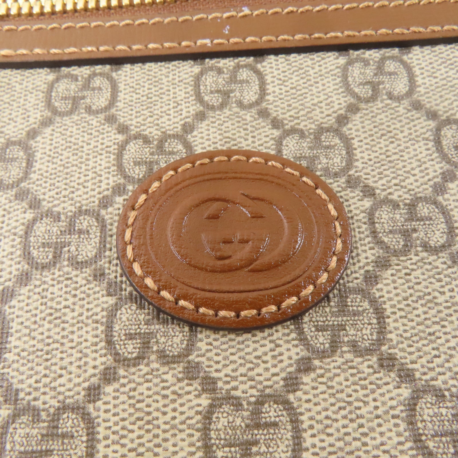 GUCCI 塗層帆布GG Supreme Messenger Bag金扣肩背袋啡色